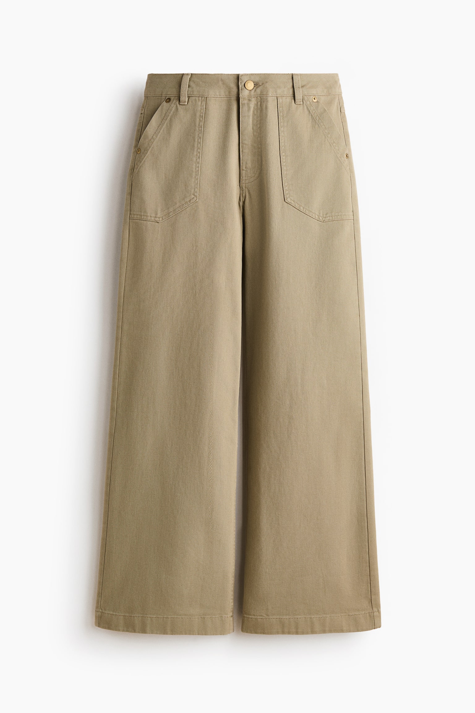 Wide-Leg Twill Pants