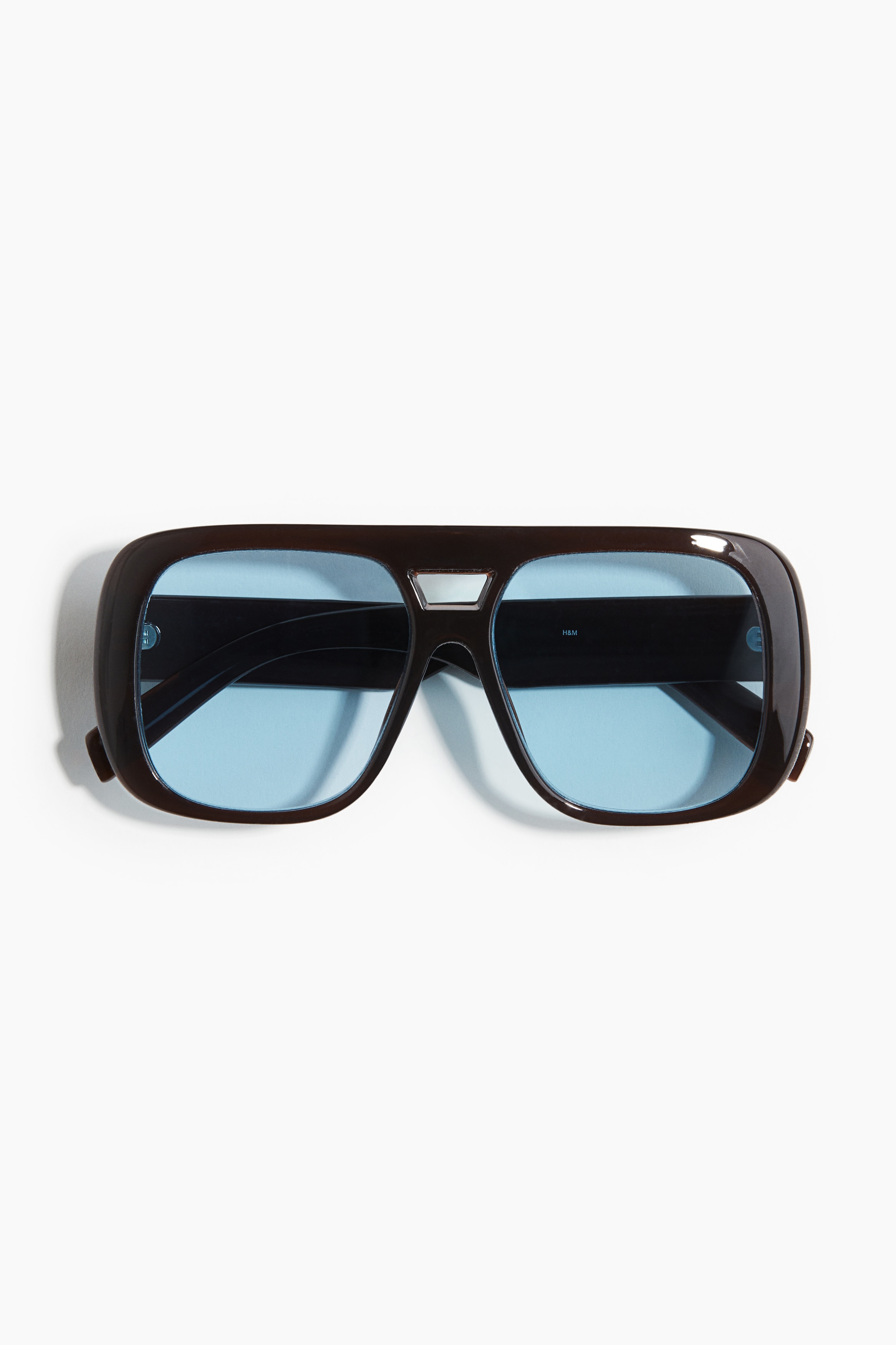 Lunettes de soleil de style aviateur - Brun foncé/bleu
