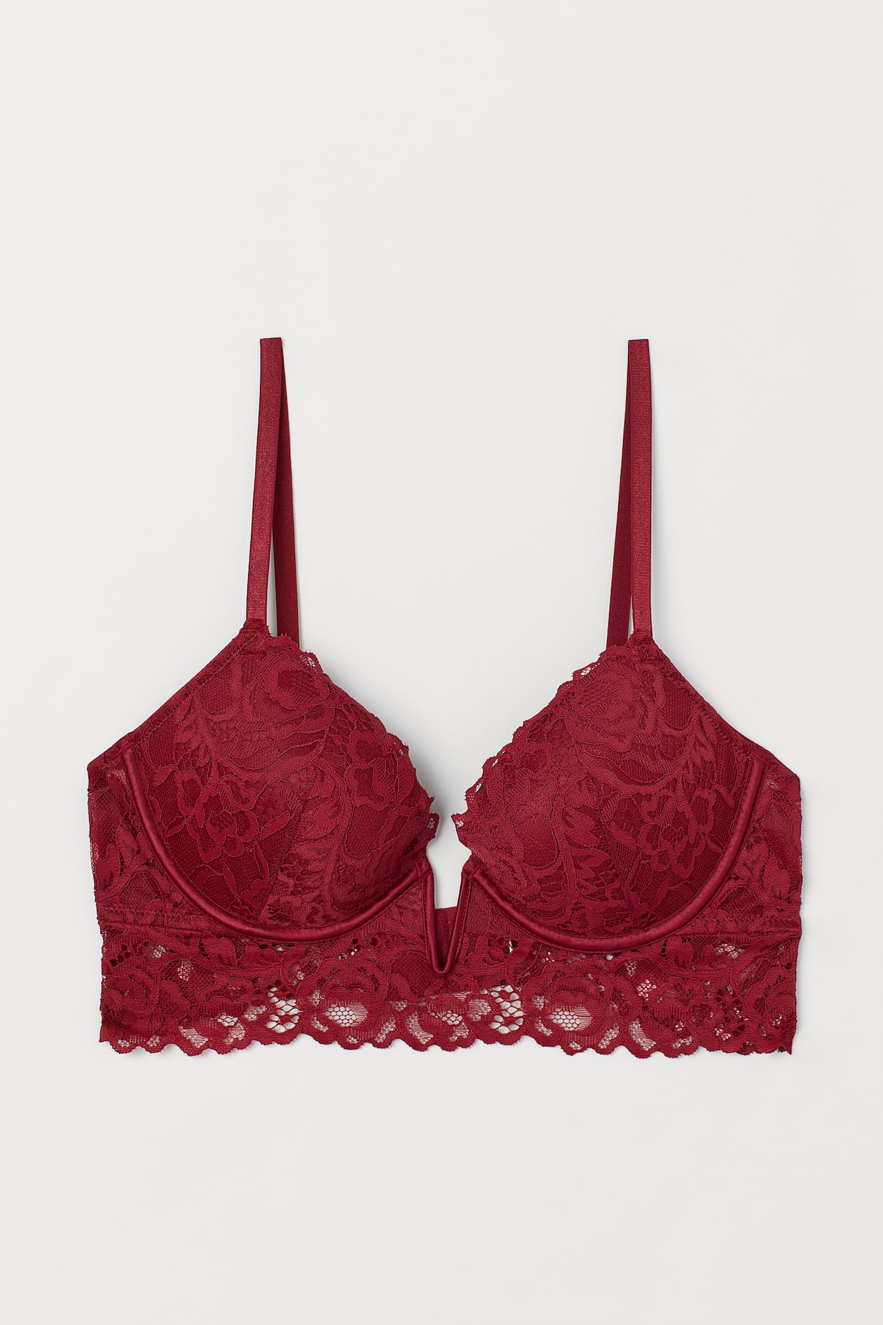 Lace Push-up Bralette - Dark red - Ladies | H&M US