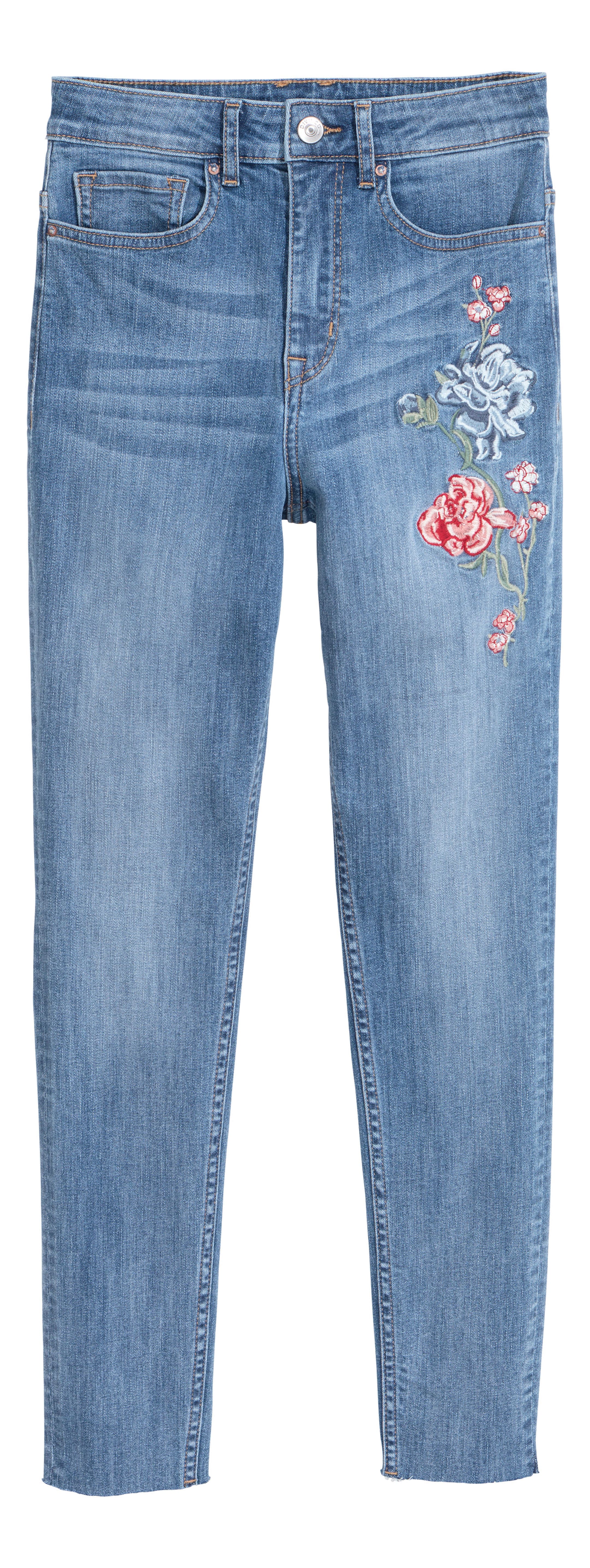 View larger image: Slim High Jeans - Denim blue/Flowers - Ladies | H&M GB 1