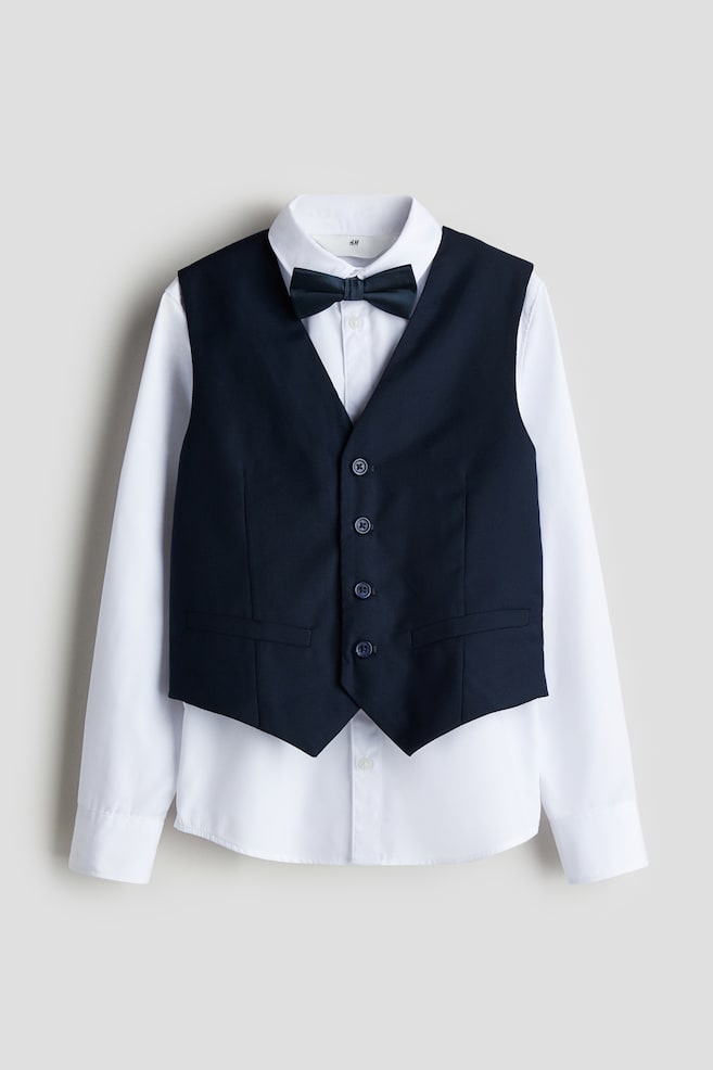 3-piece Dressy Set - Blue dark/White/Black/White - 1