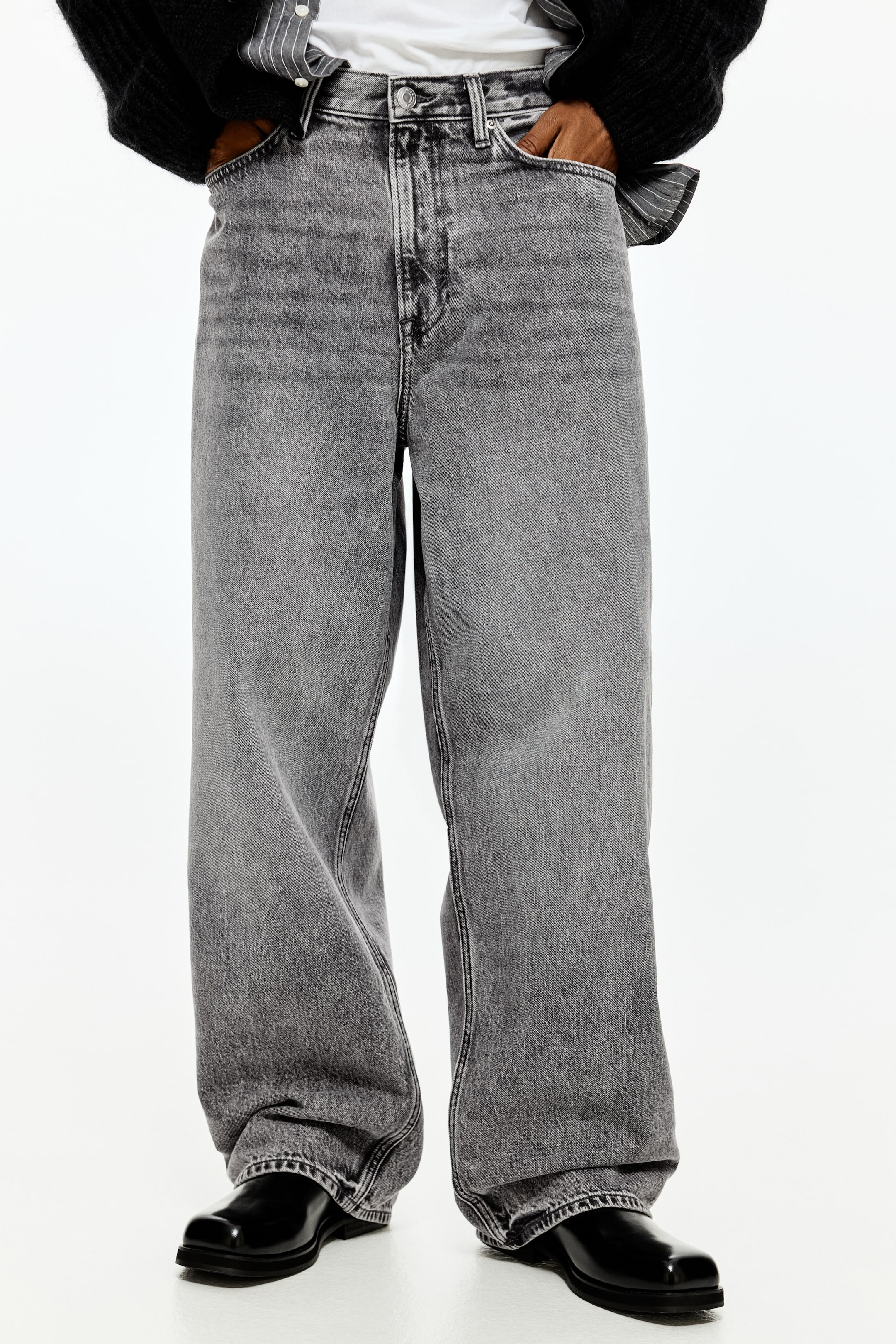 Xem ảnh lớn hơn: Baggy Jeans - Màu xám denim vừa - Men | H&M VN 2