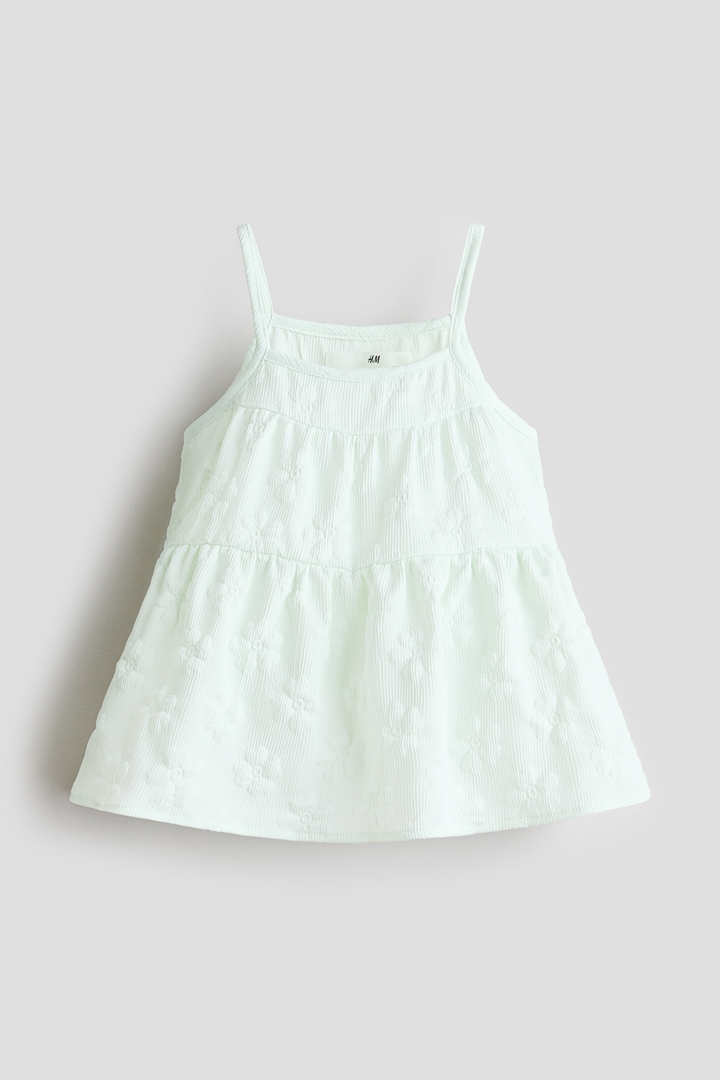 パターンキャミトップス - ライトグリーン/ホワイト