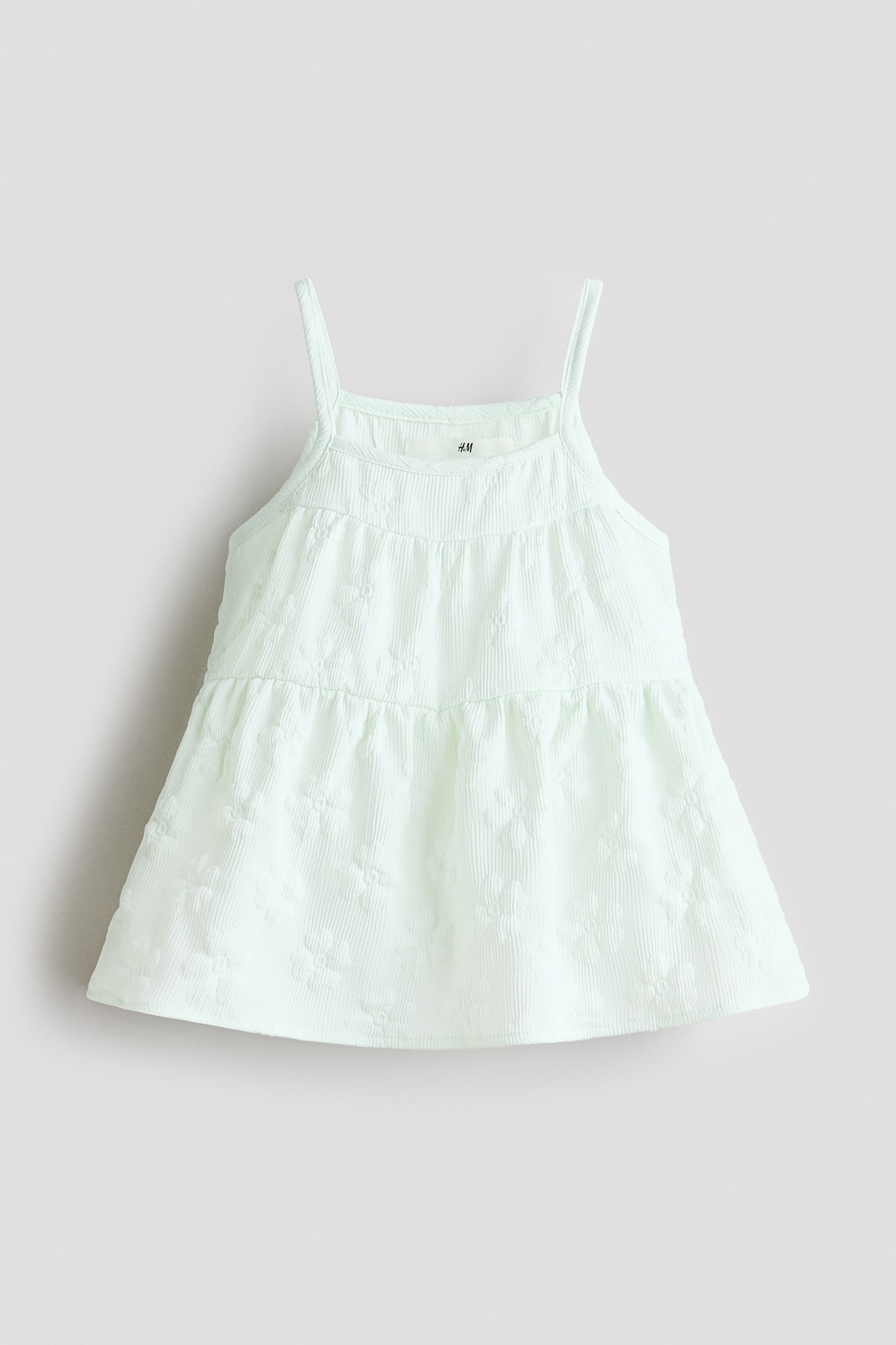 패턴 스트랩 탑 - 라이트 그린/화이트 - 2