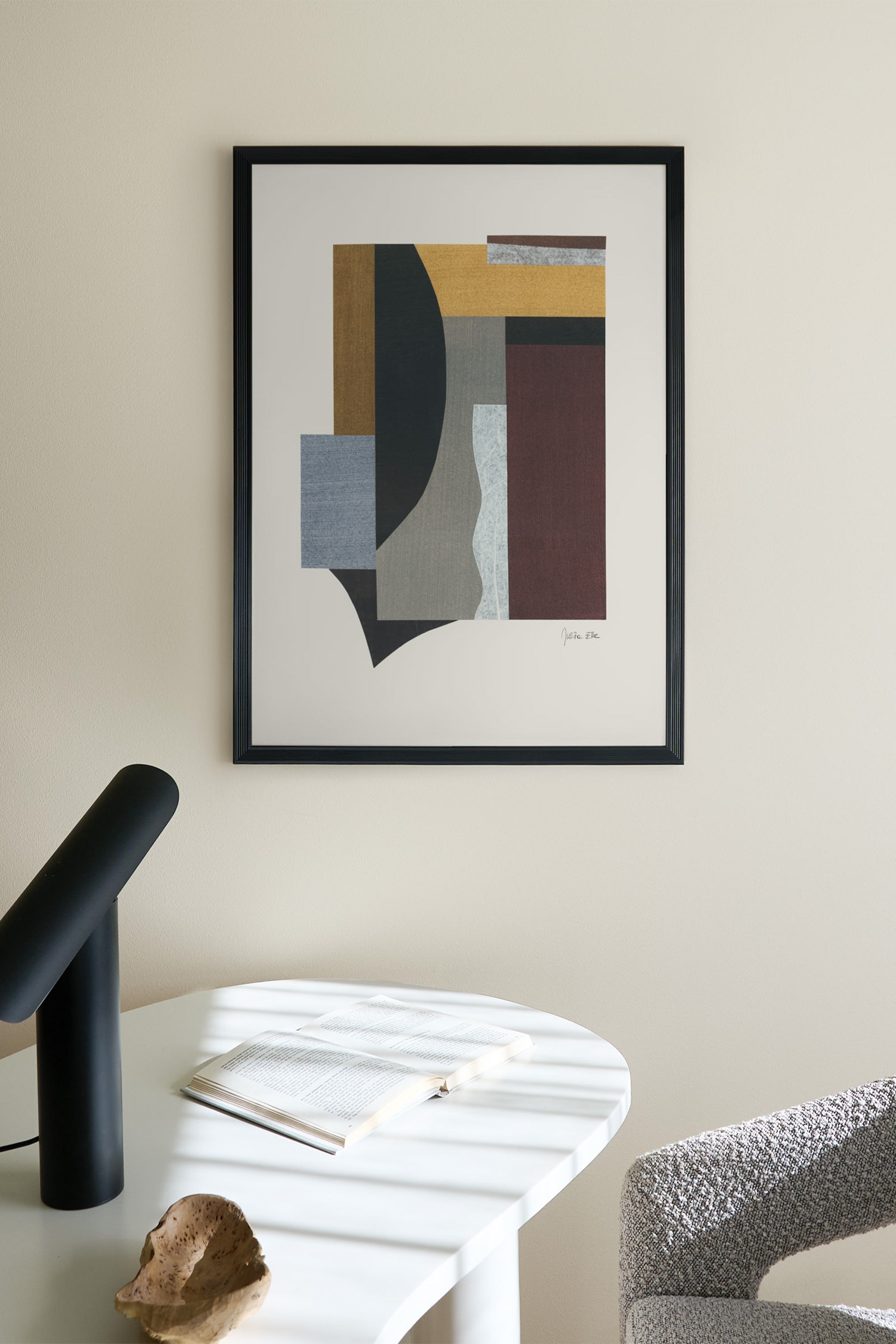 Riflet Billedramme - Sort/Hvid/Eg