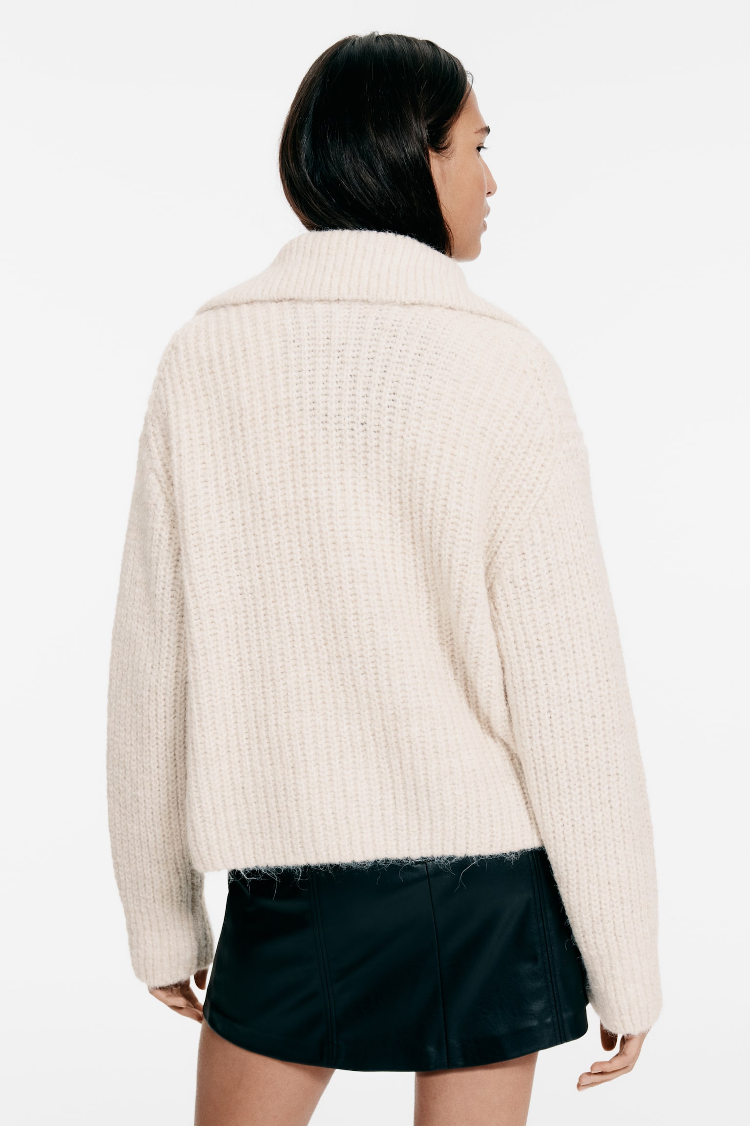 Cardigan mit Zipper - Hellbeige - 4