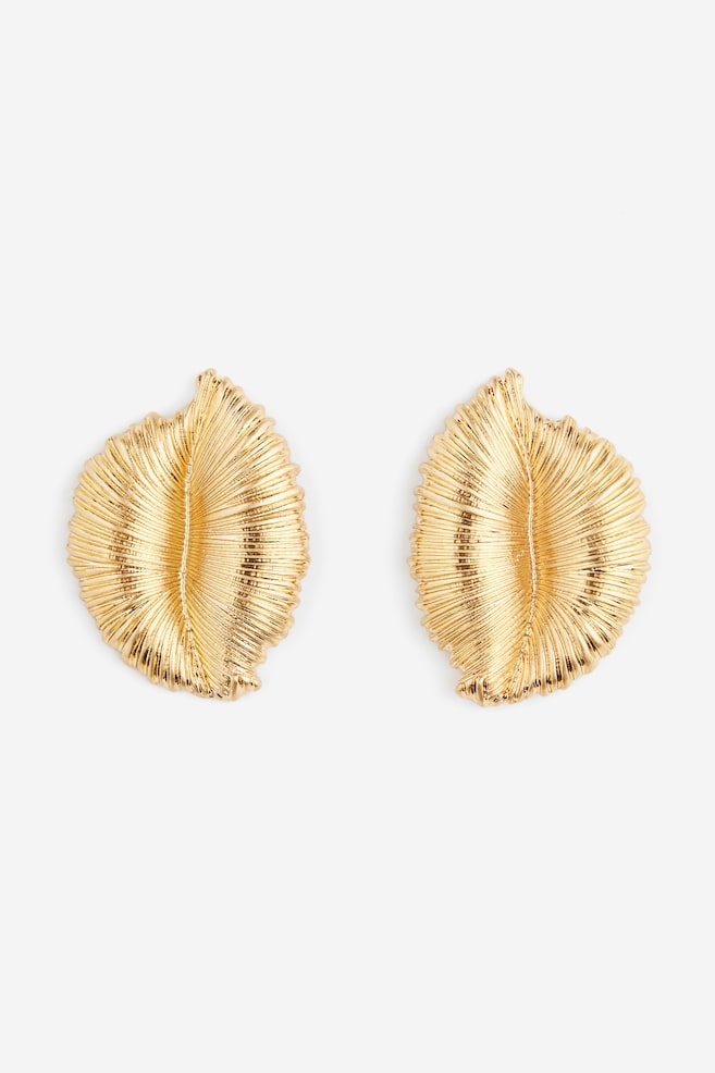 Leaf-shaped earrings - Gold-coloured - 1