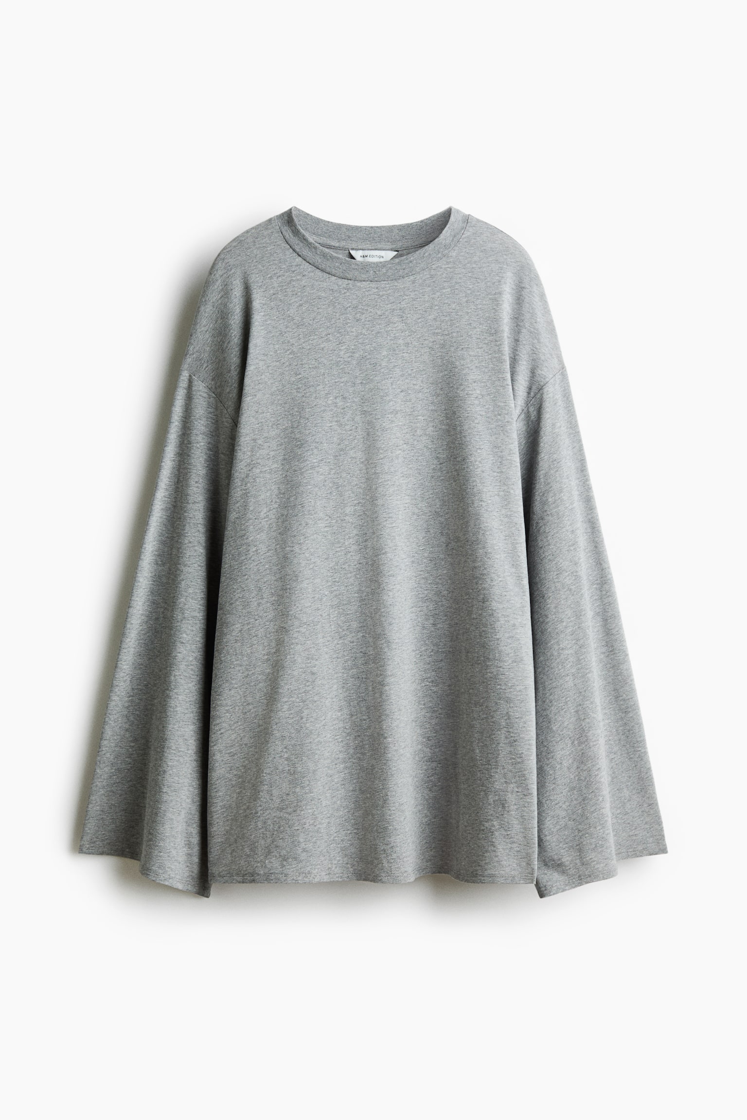 Long-sleeved cotton top - Gray melange - 1