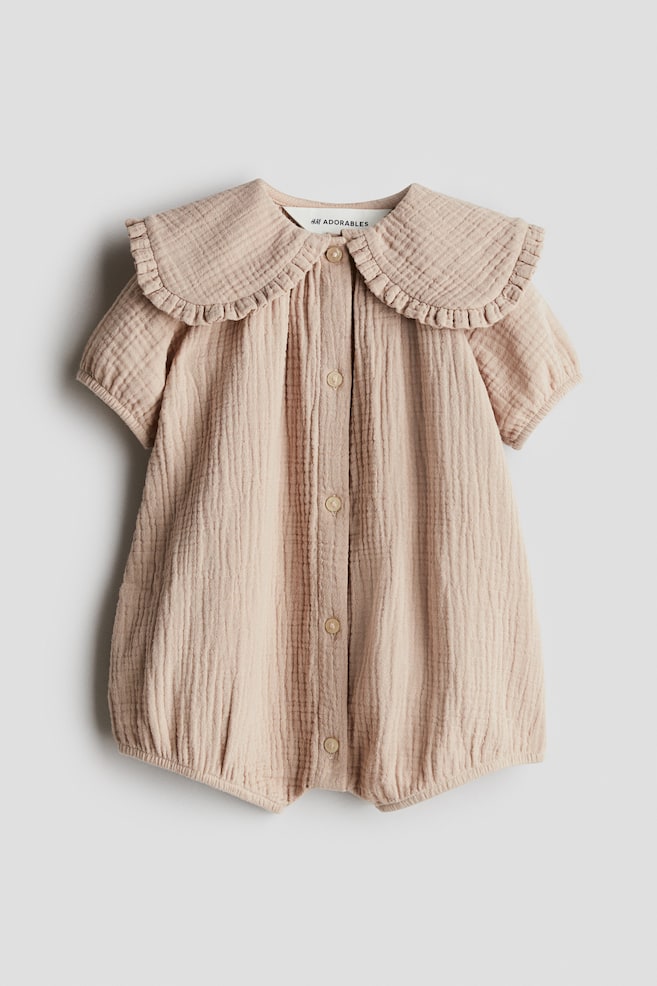 Cotton muslin romper suit - Beige - 1