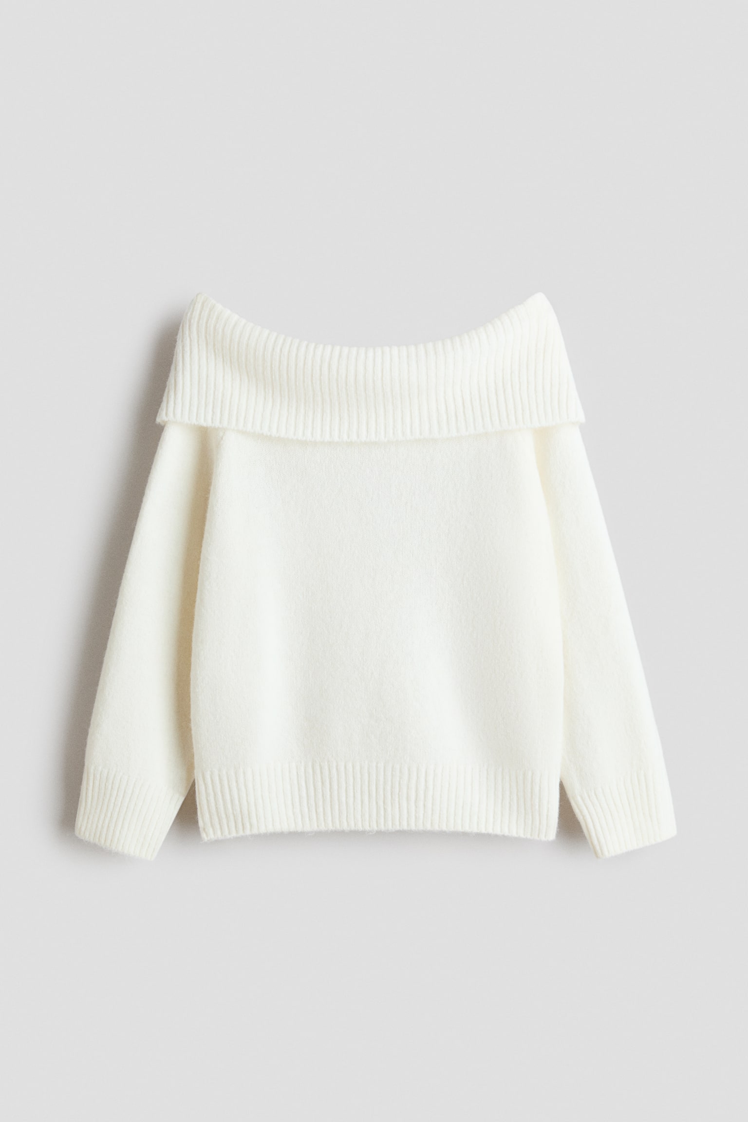 Off-the-shoulder jumper - White/Light pink
