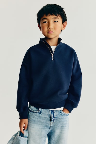 Zip-top brushed-inside sweatshirt