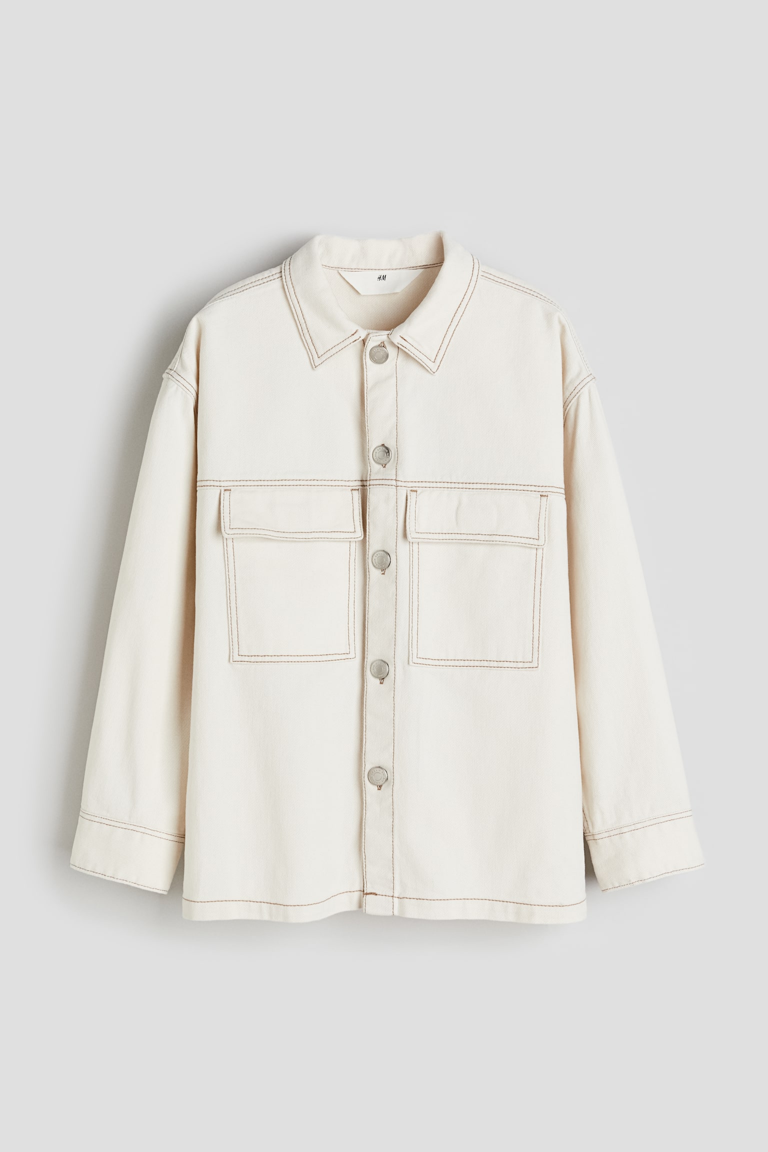 Cotton Twill Overshirt - Natural white - 1