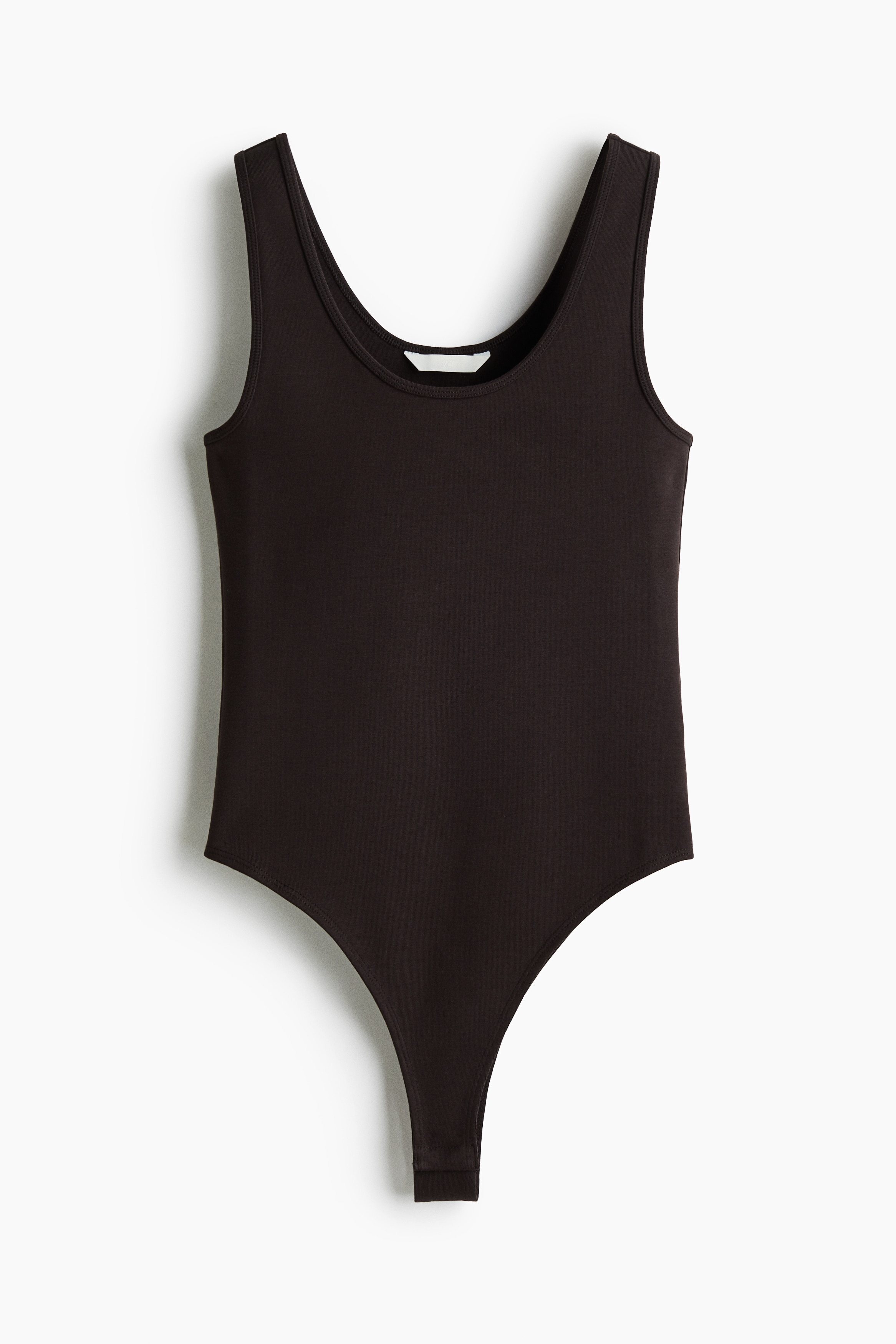 Cotton Jersey Bodysuit - Dark brown/White