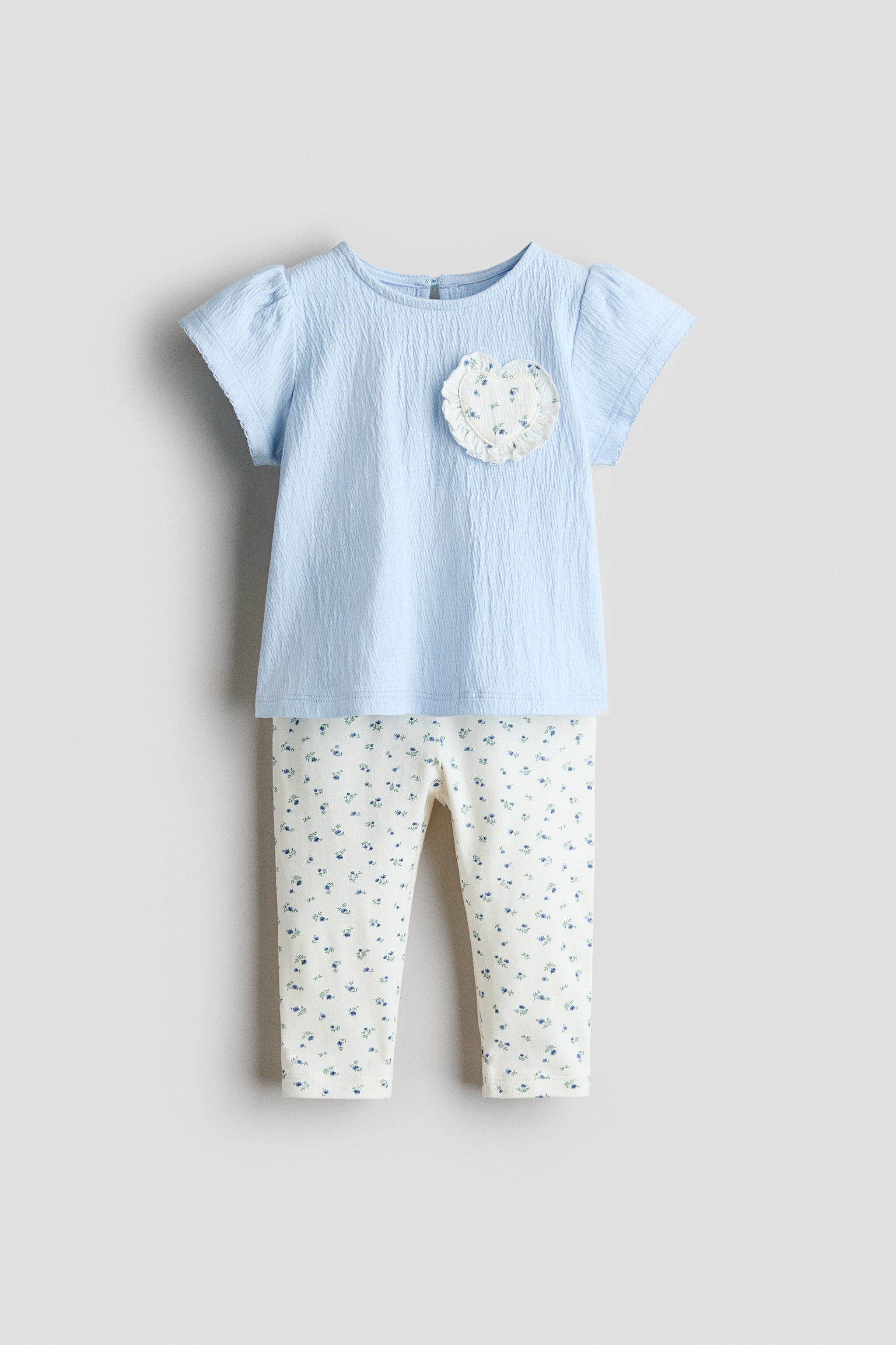 2-piece top and leggings set - Light blue/Floral/White/Floral