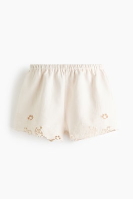 Bomullsshorts med broderie anglaise