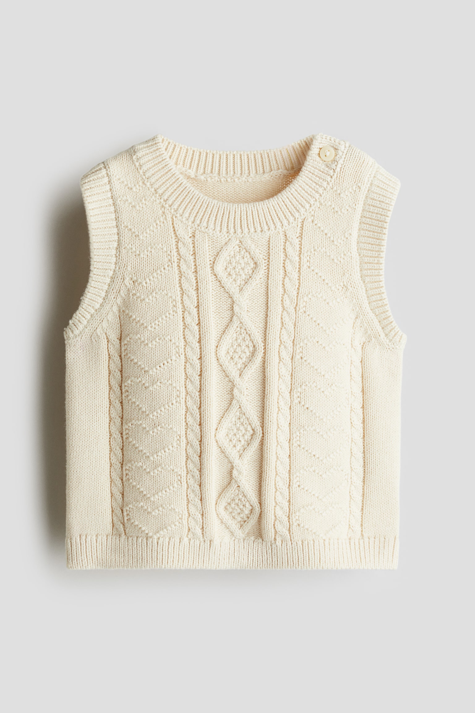 Cable-knit sweater vest - Cream - 1