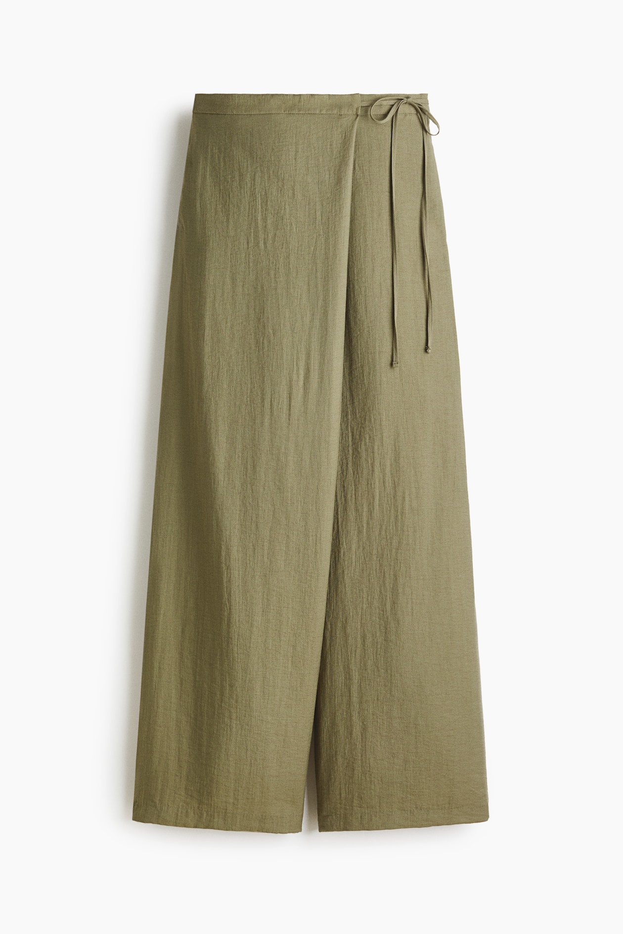 Linen-Blend Wrapover Pants