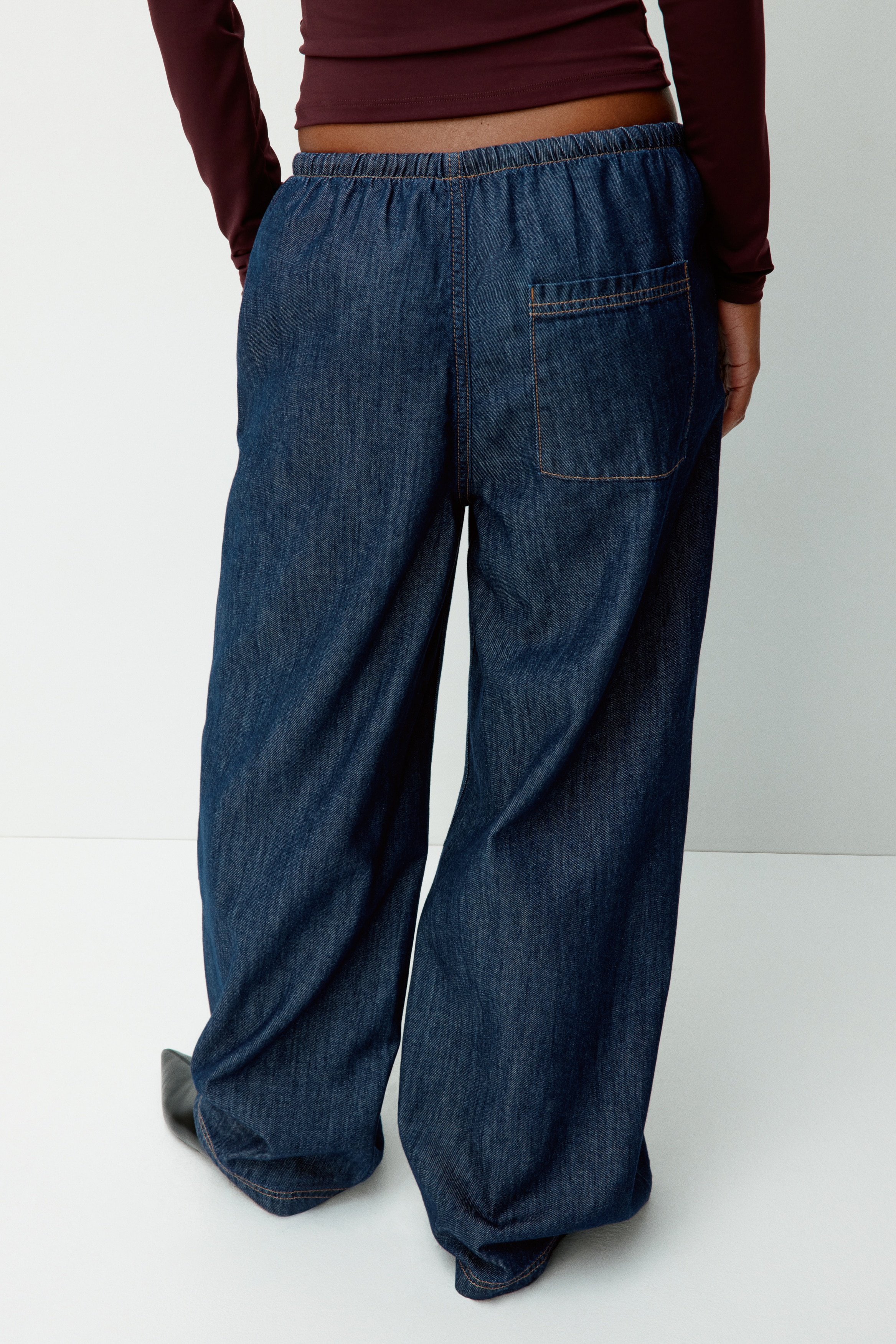Denim drawstring trousers