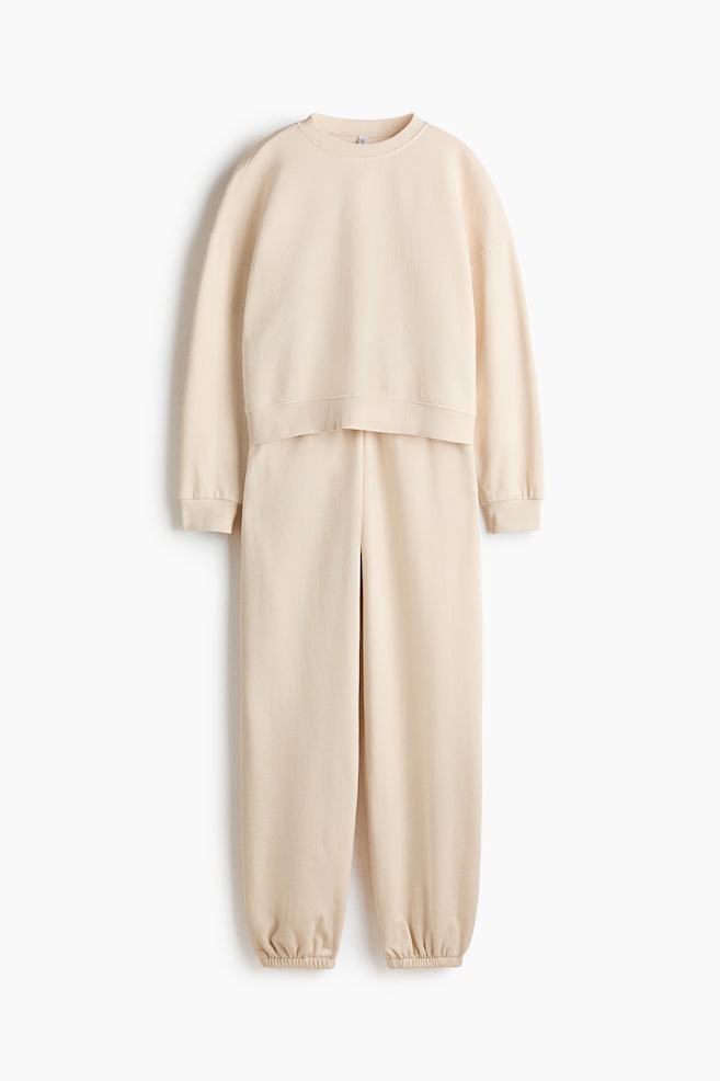 Ensemble 2 pièces en molleton - Beige clair/Noir - 1