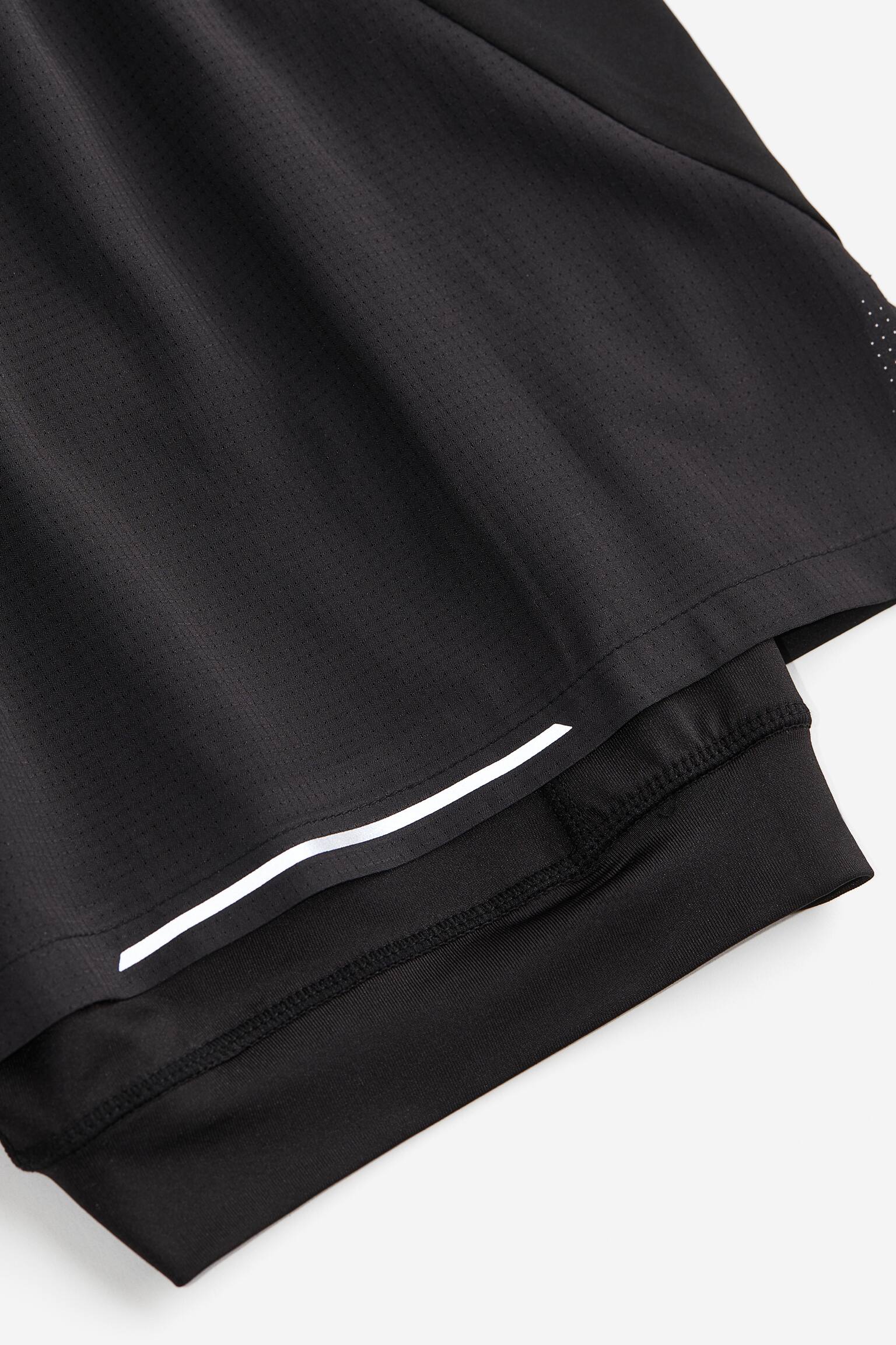 DryMove™ Double Layer Running Shorts - Black/Khaki green/Light brown/Pattern/Khaki green/Pattern - 3