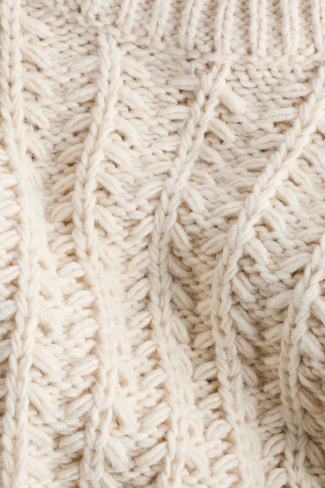 Cable-knit jumper-Light beige - 3