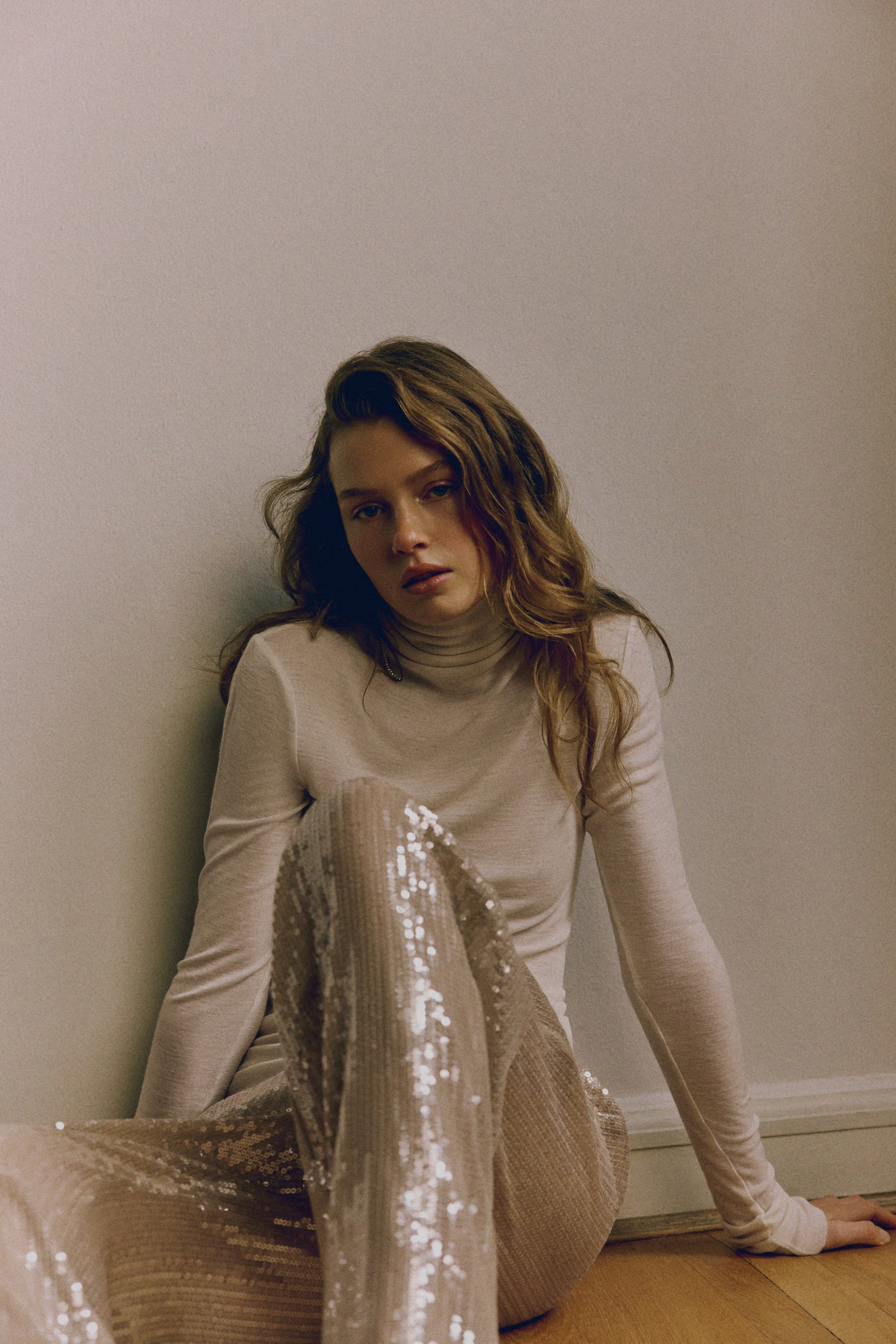 Spodnie z cekinami - Beżowy - 4