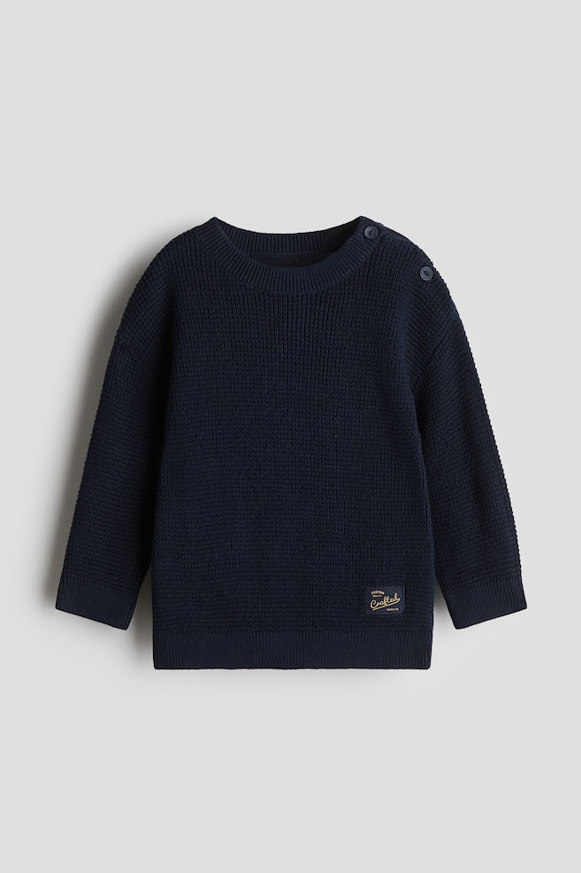 Cotton-knit jumper - Navy blue - 1