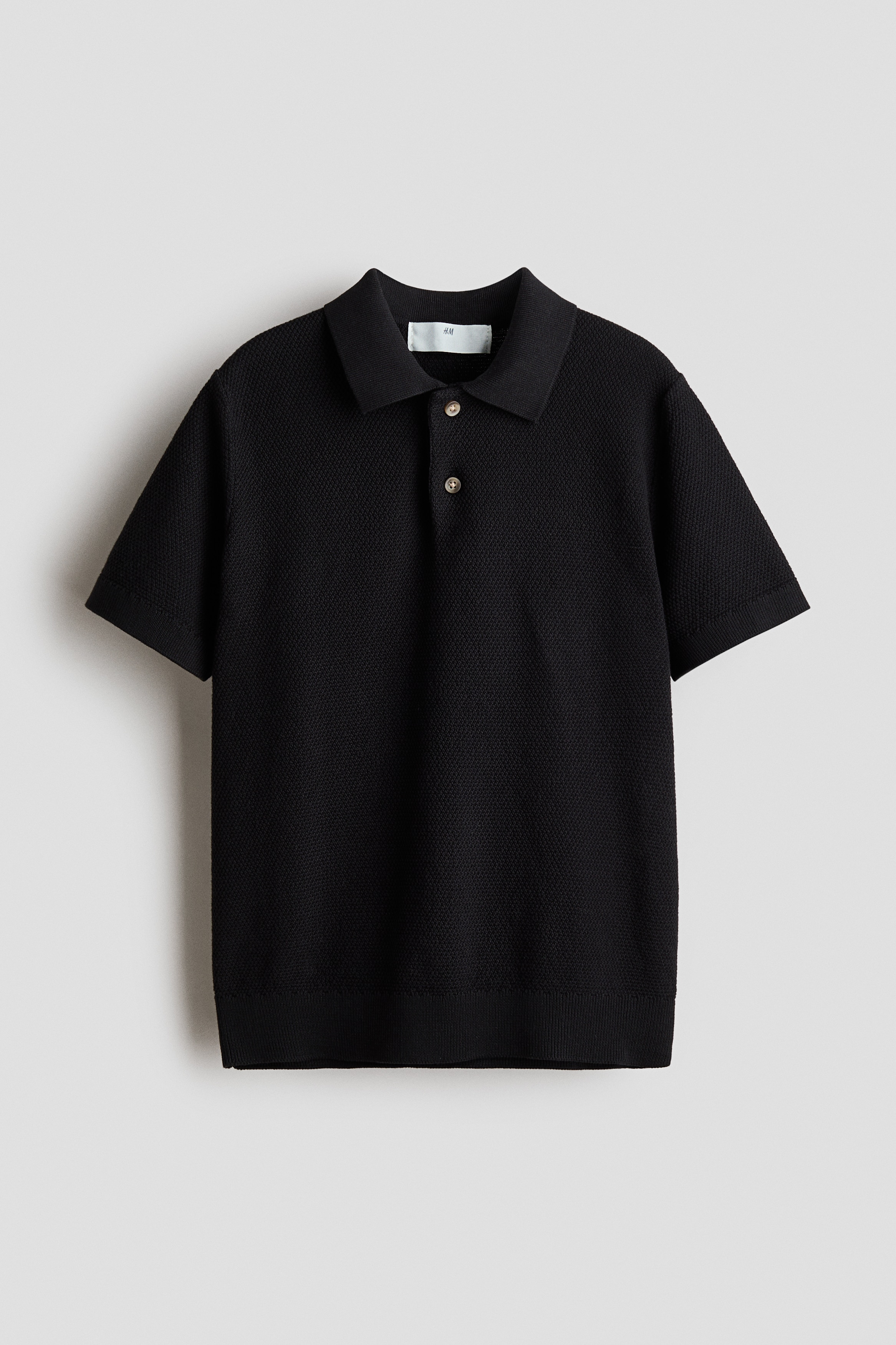 Polo en punto gofrado - Negro/Blanco/Rayas negras