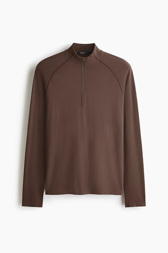 Muscle Fit Zip top sports top with DryMove™ - Brown/Brown - 1