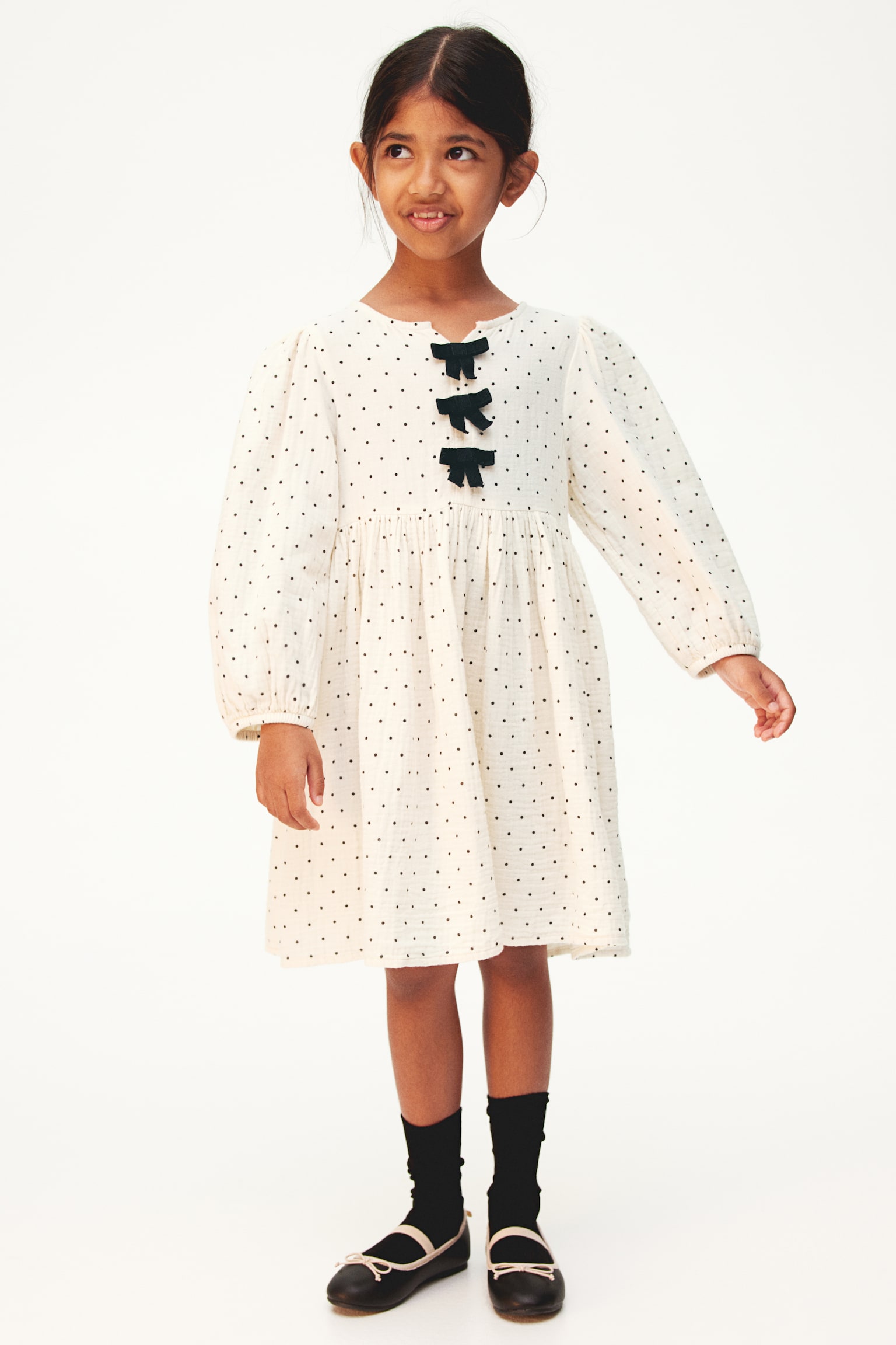 Muslin dress - Creme/Spotted/Light purple - 5