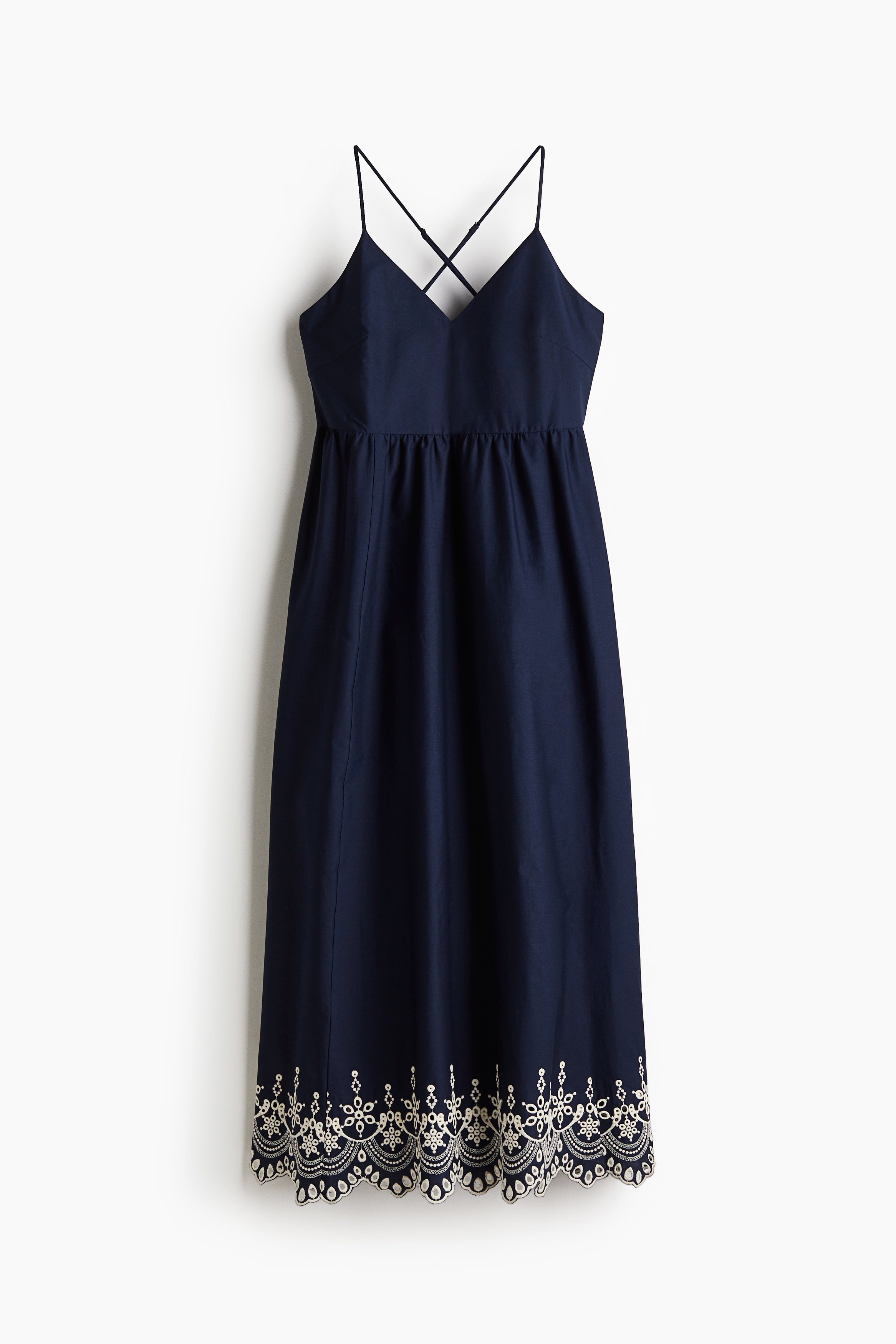 Broderie anglaise-detail dress - Navy blue