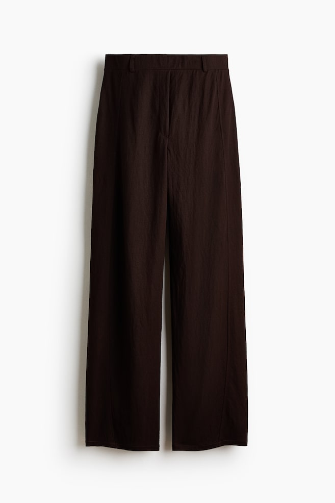 Pantalón barrel en mezcla de viscosa - Marrón oscuro/Beige oscuro/Negro - 1