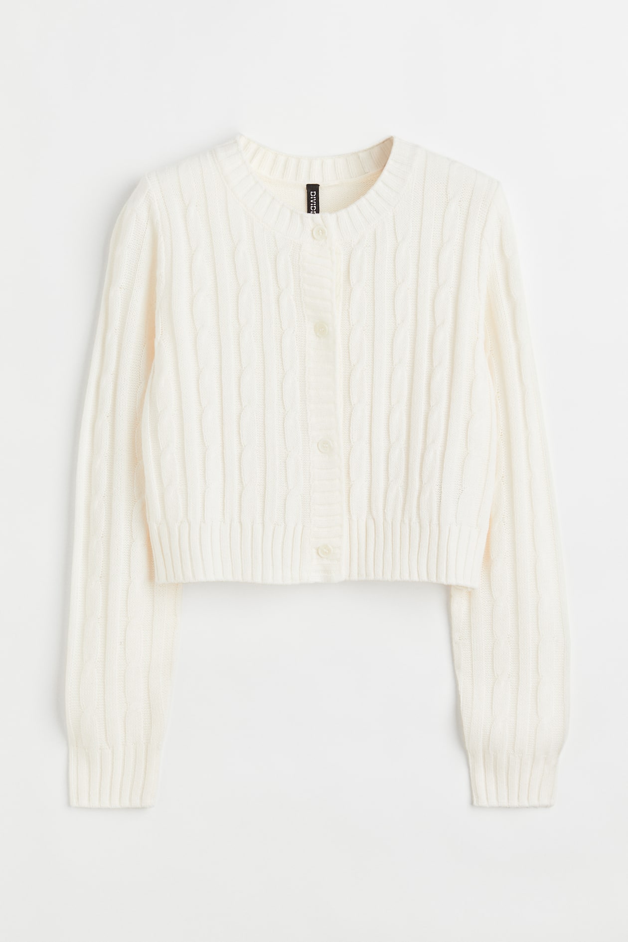 Cable-knit Cardigan - Round Neck - Long sleeve - Cream - Ladies | H&M US