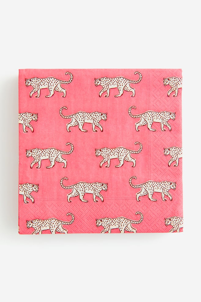 20-pack floral paper napkins - Deep pink/Leopards/Yellow/Leopards/Natural white/Floral - 1