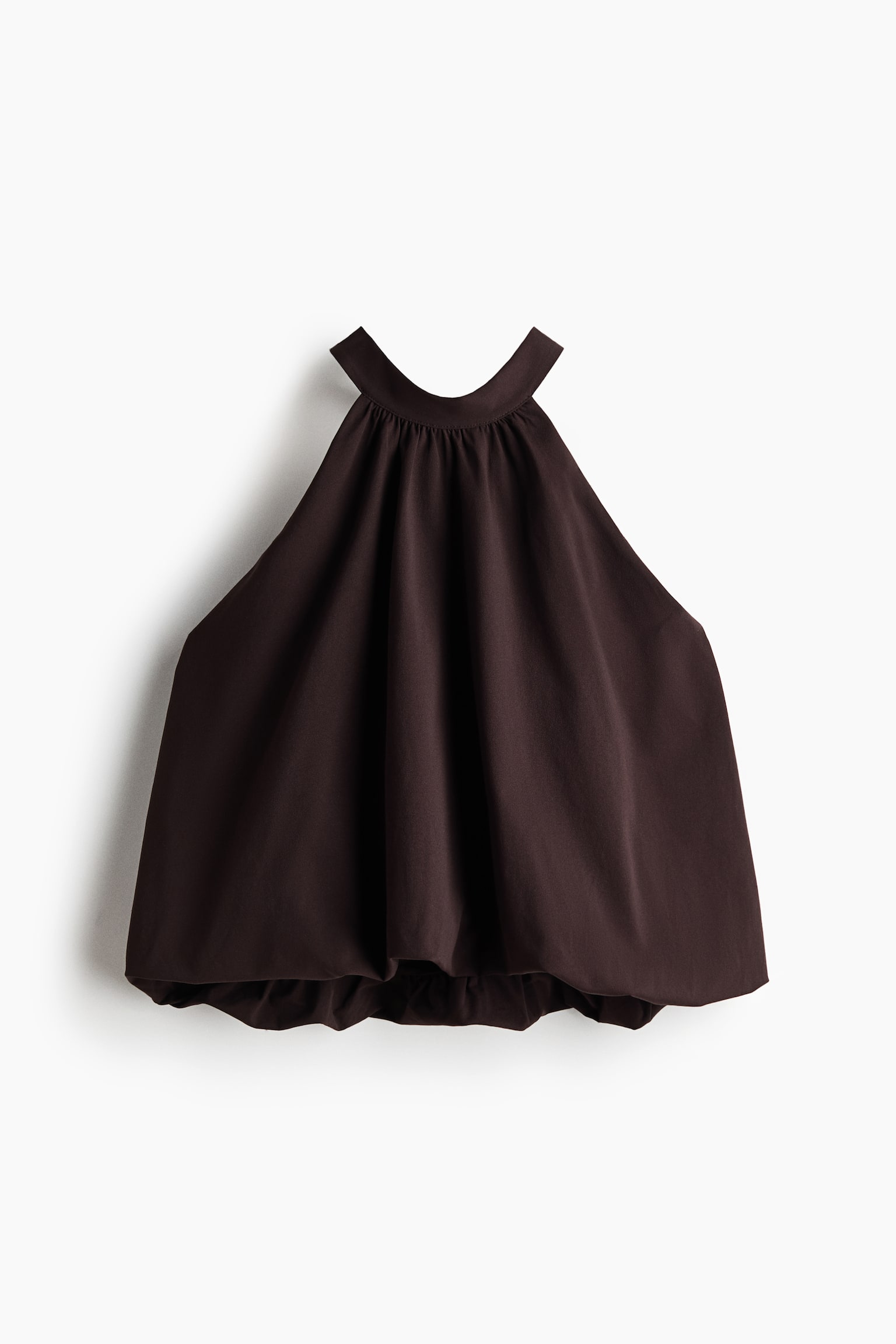 Bubble-hem halterneck top - Dark brown - 2