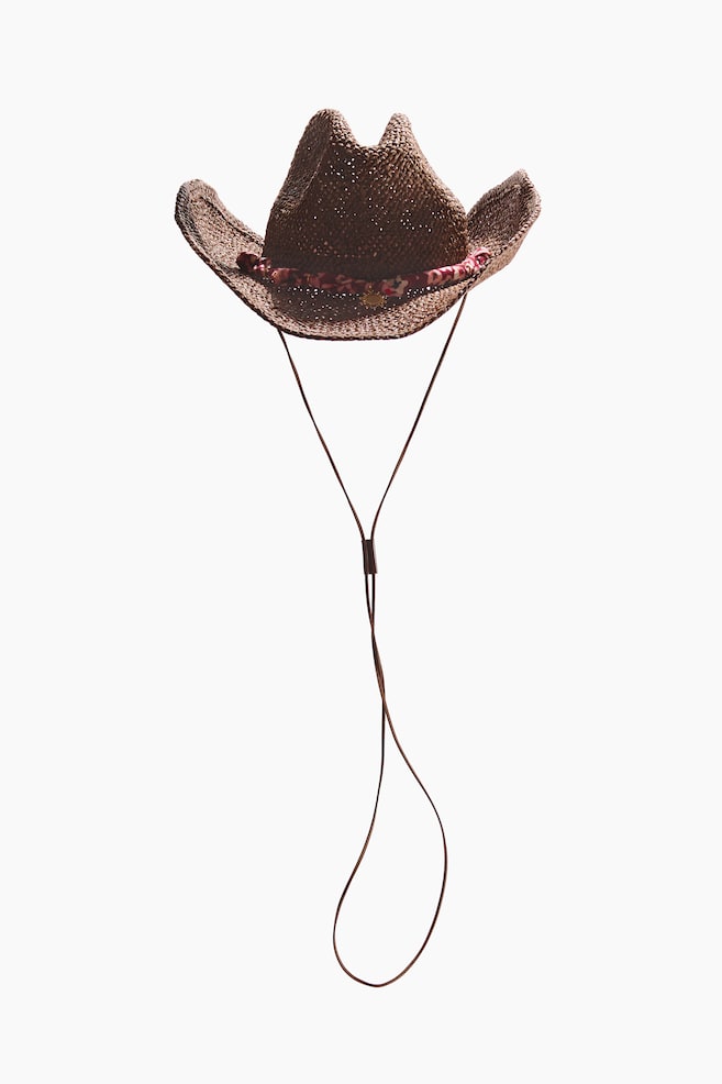 Straw Cowboy Hat - Dark brown/Beige - 4