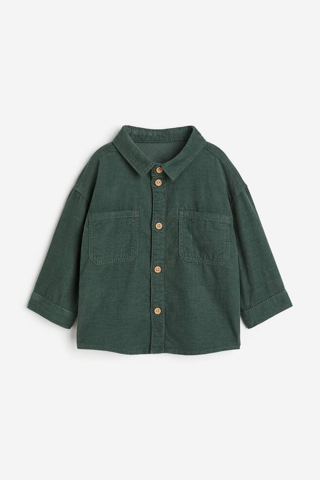 Cotton corduroy shirt - Dark green/Dark brown/Dark grey/Checked - 1