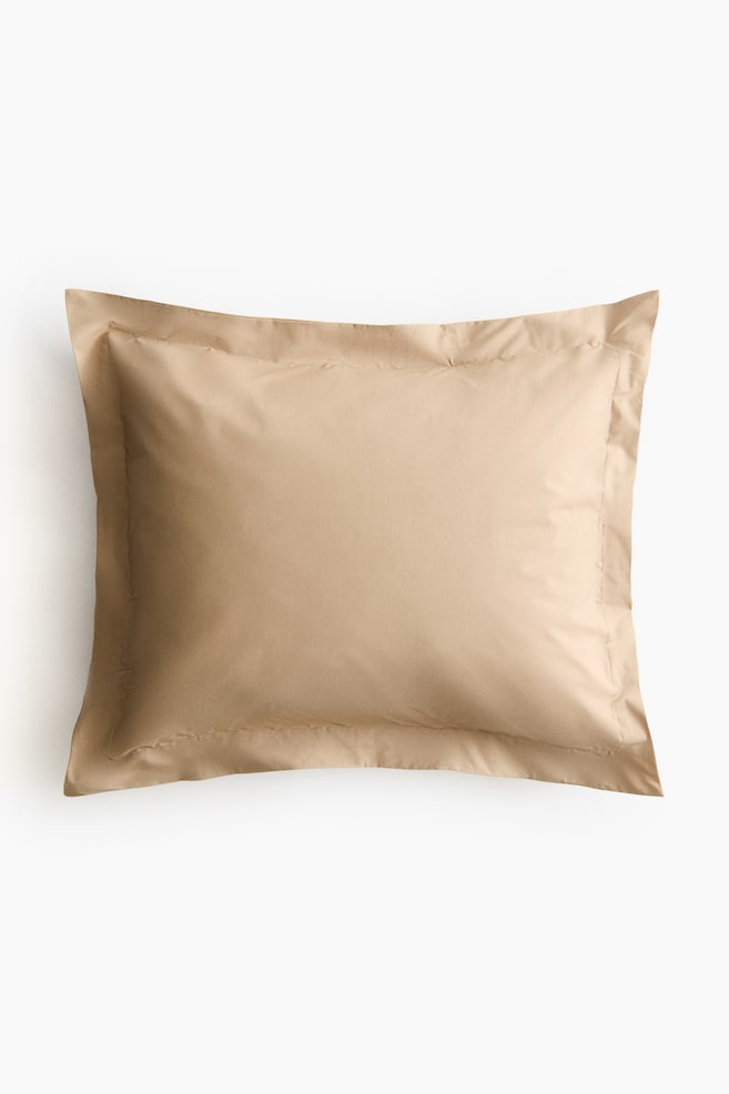 Cotton percale pillowcase - Beige/White/Dark grey - 1