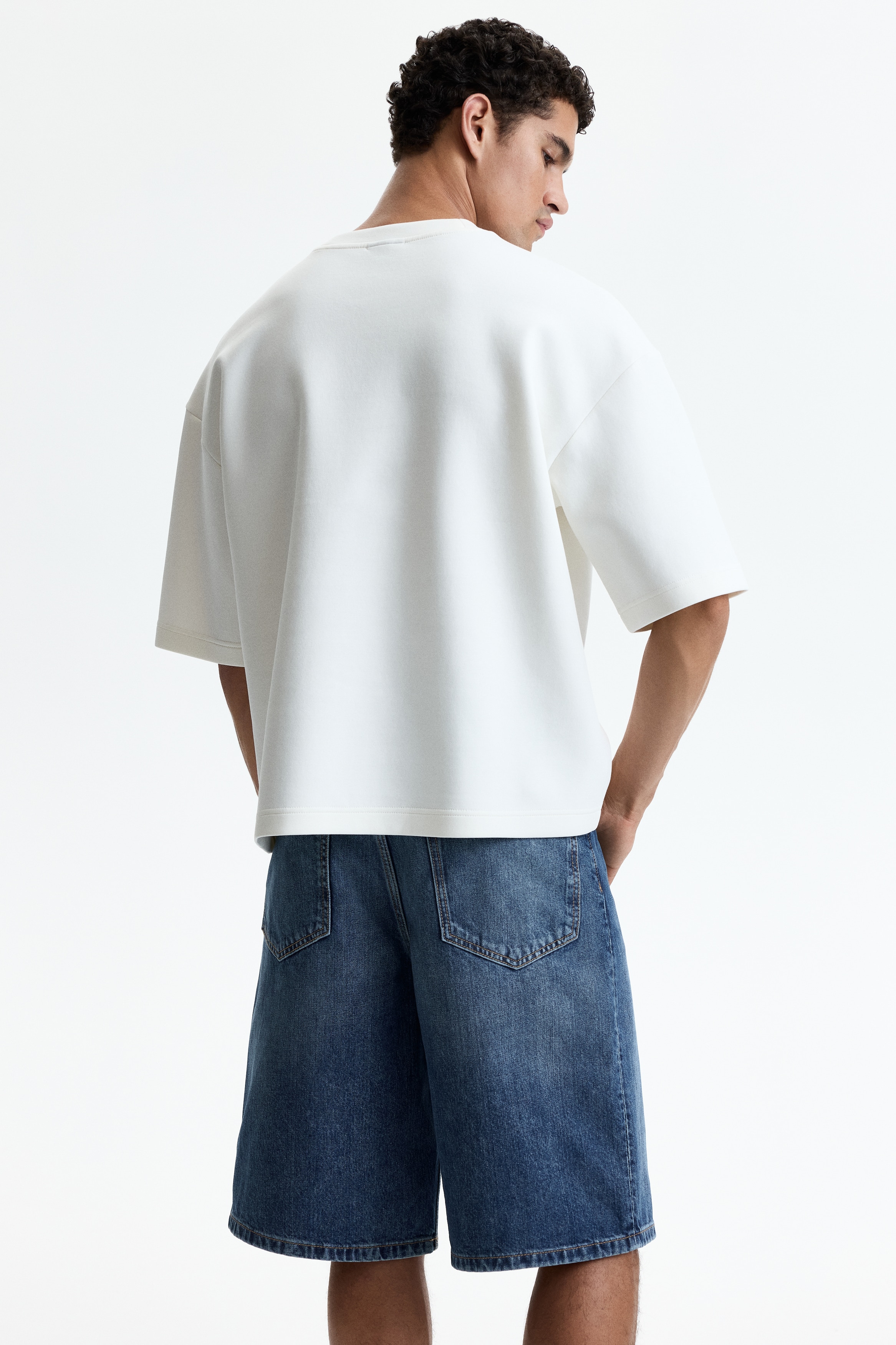 Men's Denim blue Baggy Denim Shorts | H&M US