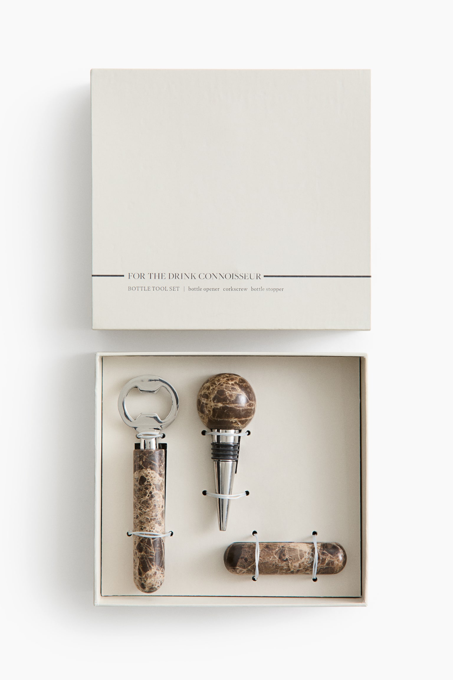 Marble bottle tool set - Dark brown/Marbled