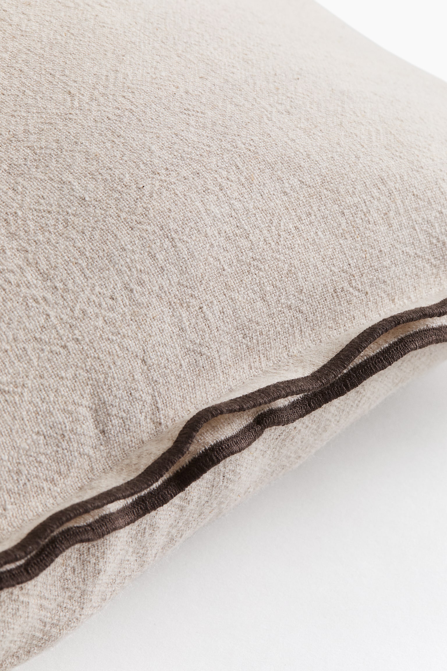 Linen-blend cushion cover - Light beige/White - 3