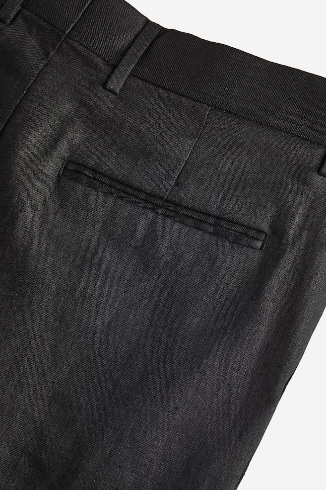 Loose Fit Linen trousers - Black/Light beige - 5