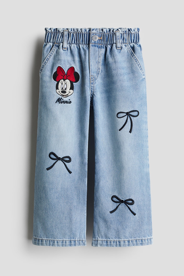 Motif-Detail Wide Leg Jeans Denim blue/Minnie Mouse Kids H&M US - Main Image