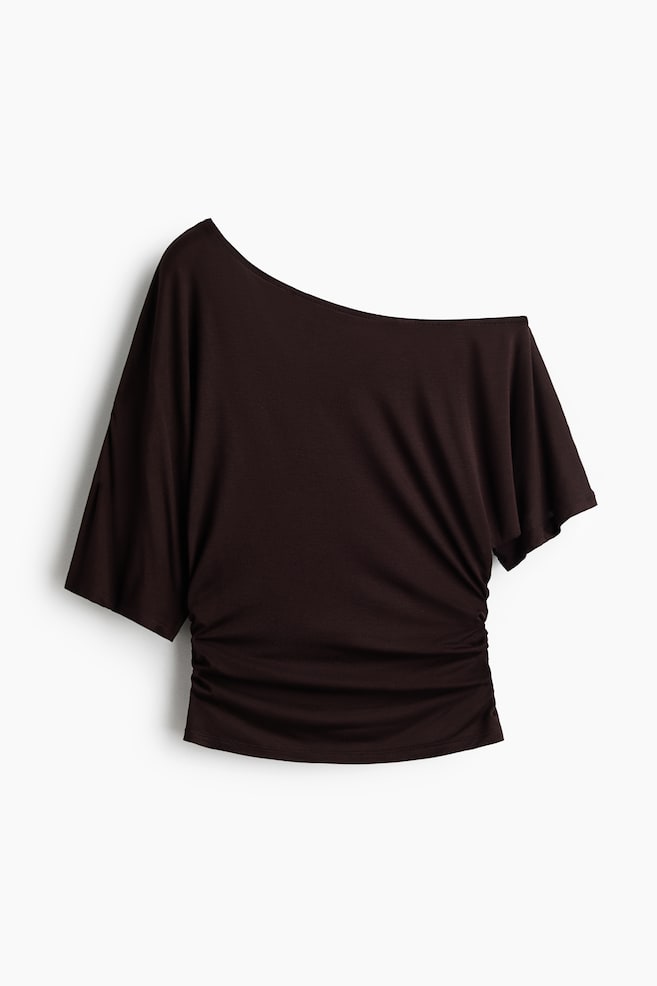 One-shoulder top - Dark brown/Red - 1