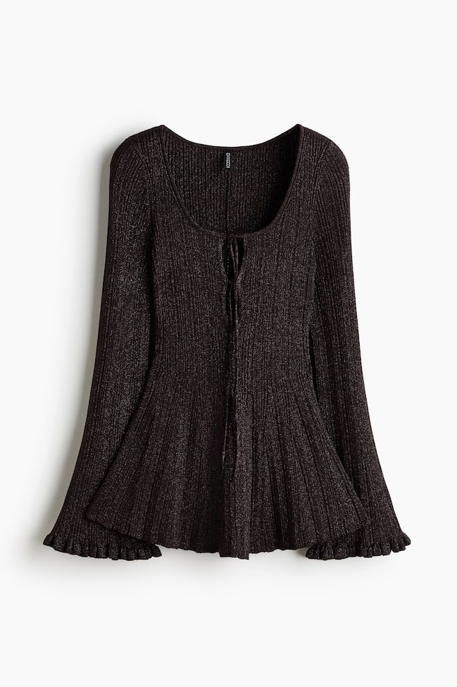 Shimmery Rib-Knit Top - Dark brown - 1