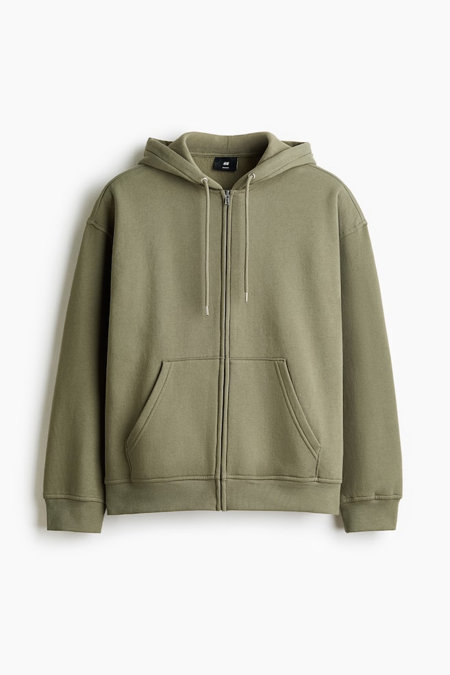 Loose-Fit Hooded Jacket - Khaki green/Gray melange/Dark gray/Dark blue/Black/Beige/Light gray/Cream/Dark gray - 1