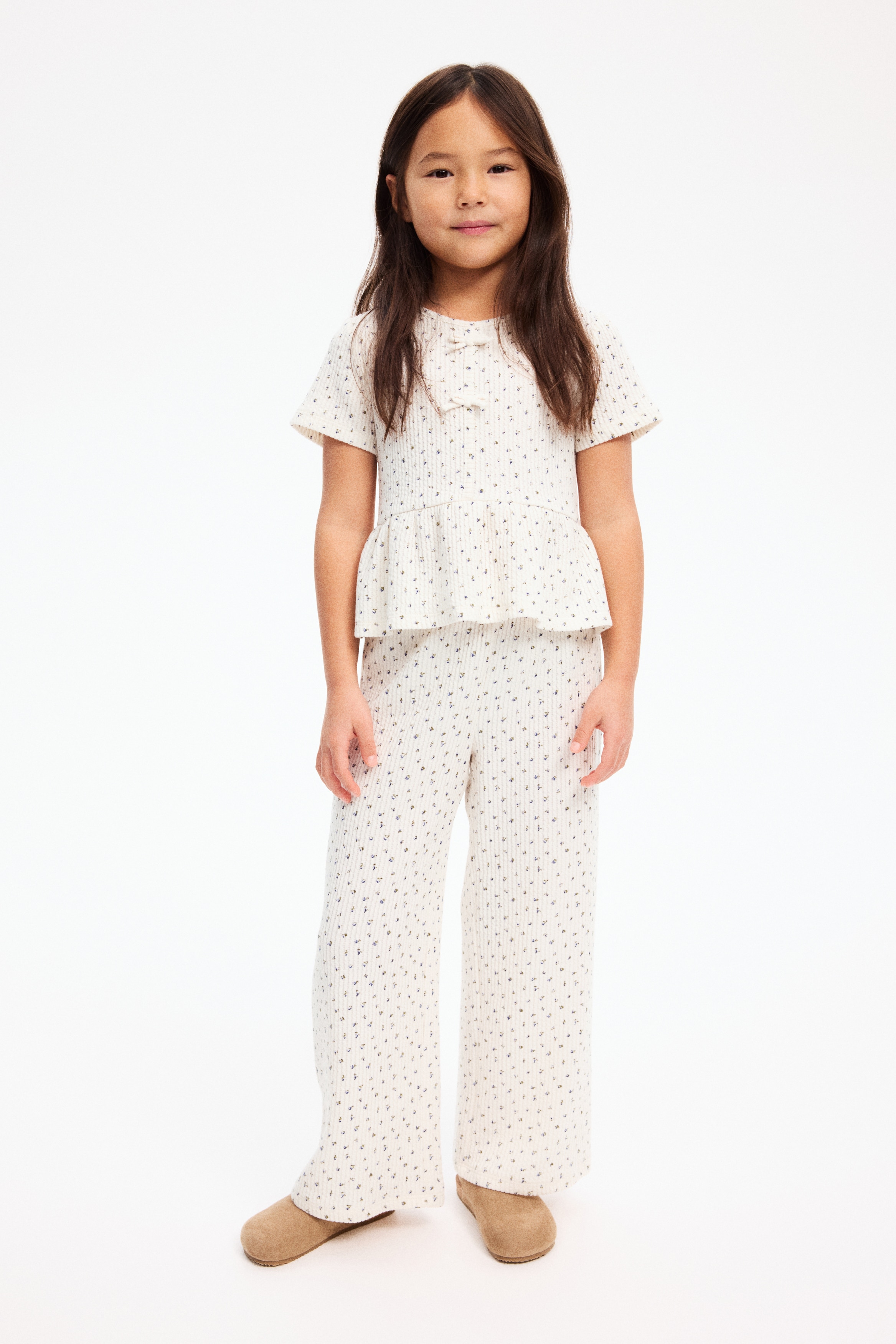 2-piece textured jersey set - Cream/Floral