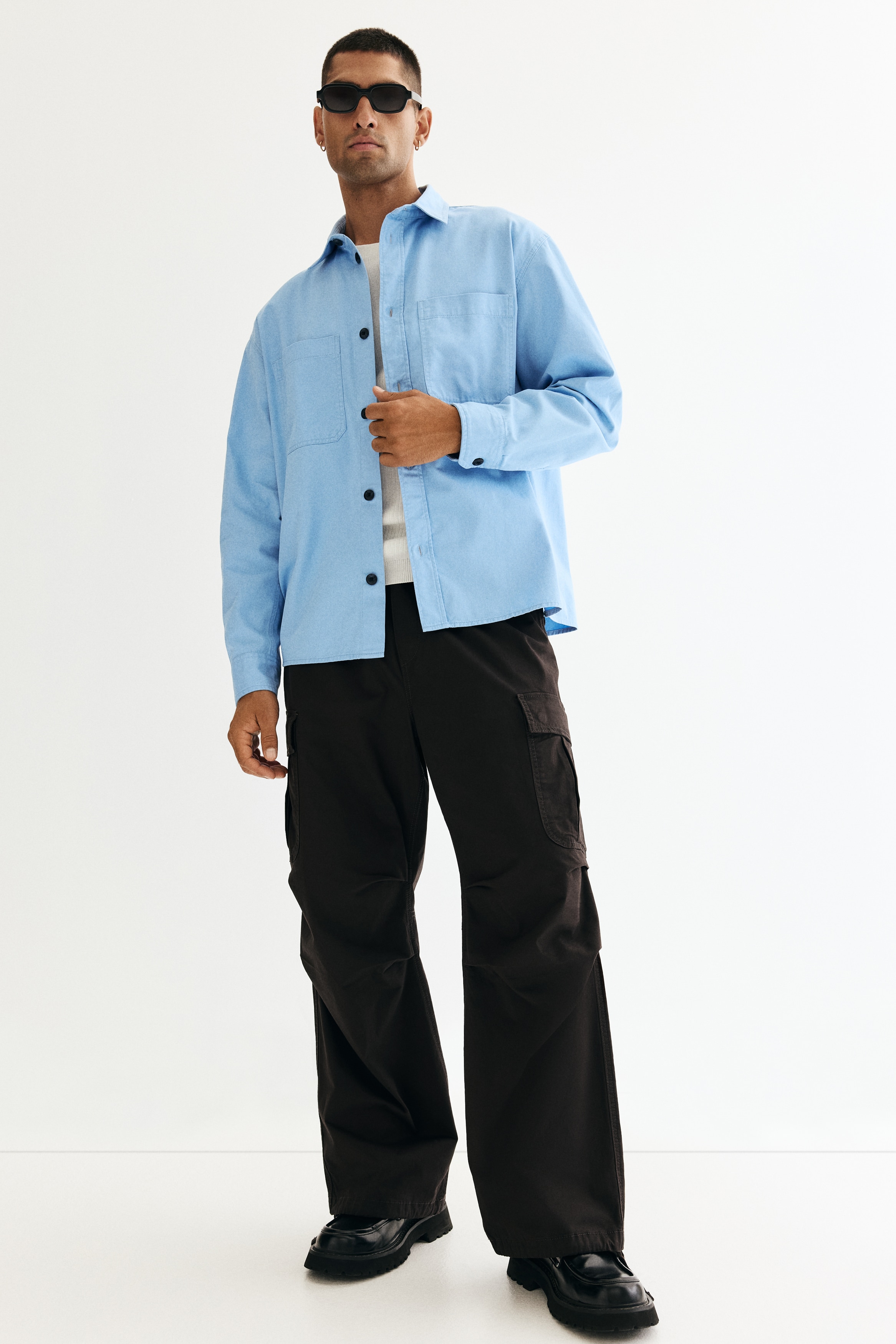 Relaxed-Fit Twill Overshirt - Light blue - Men | H&M US