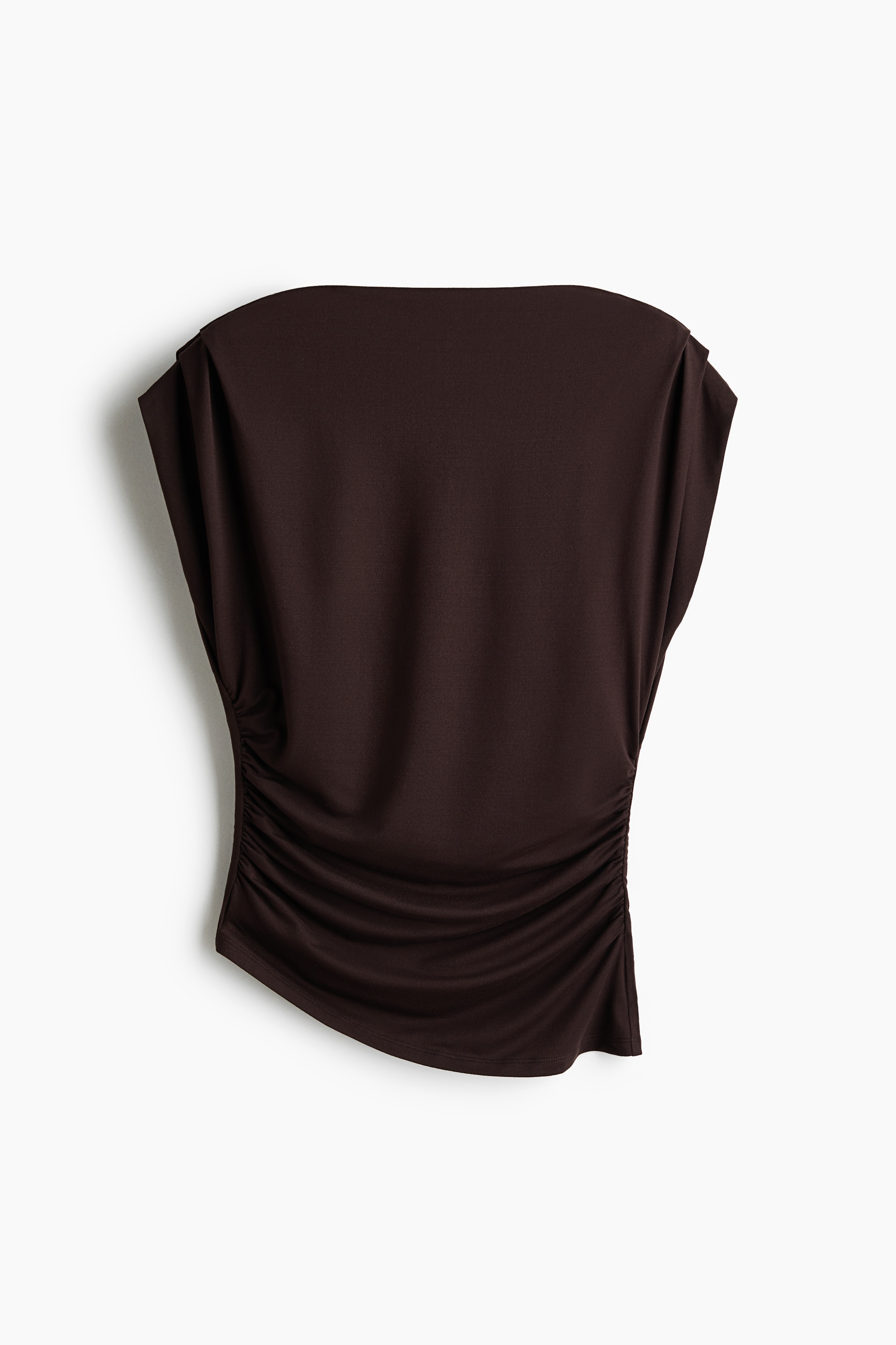 Draped Boat-Neck Top - Dark brown/Dark pigeon blue/Beige/Cream