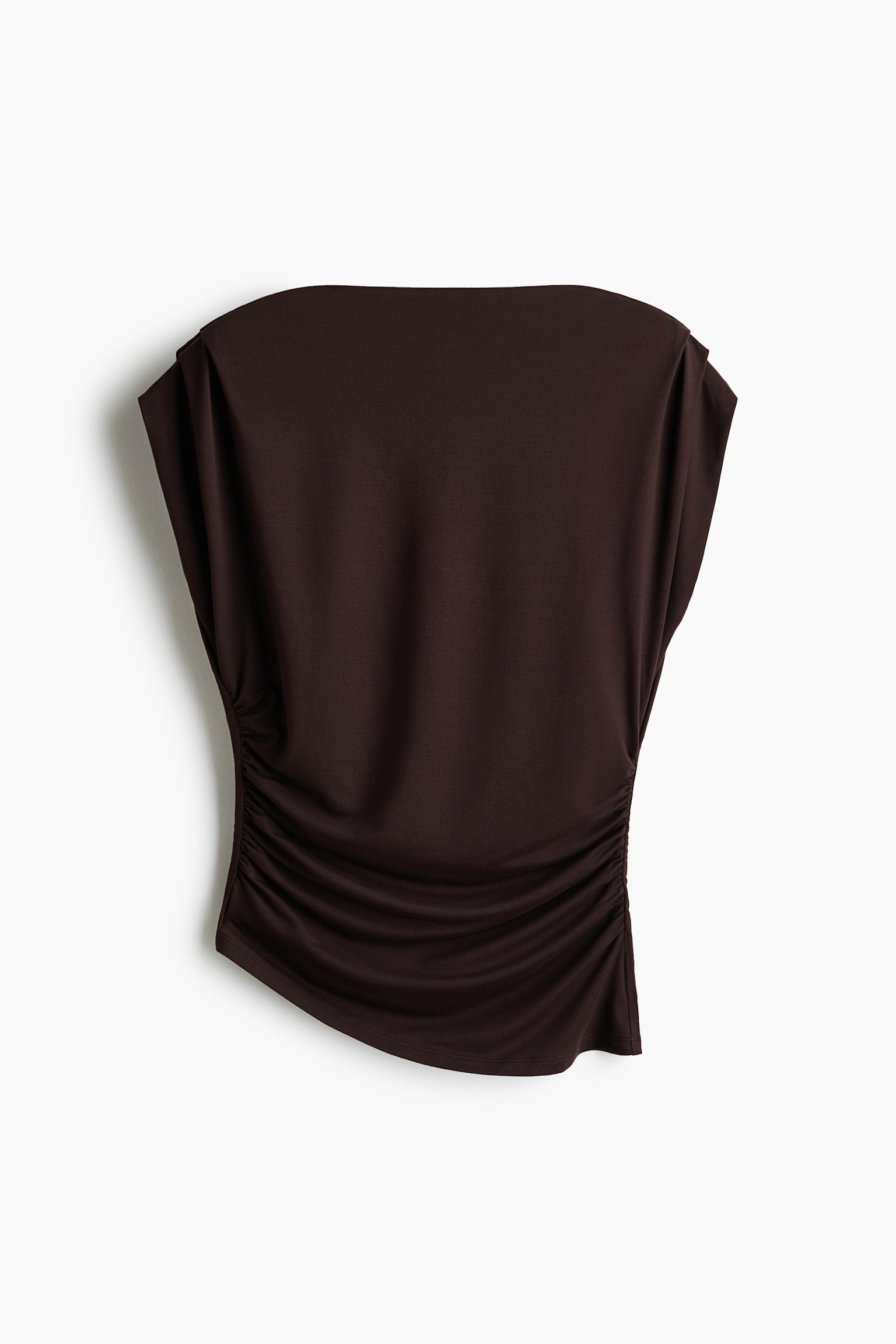 Draped boat-neck top - Dark brown/Dark pigeon blue/Beige - 2